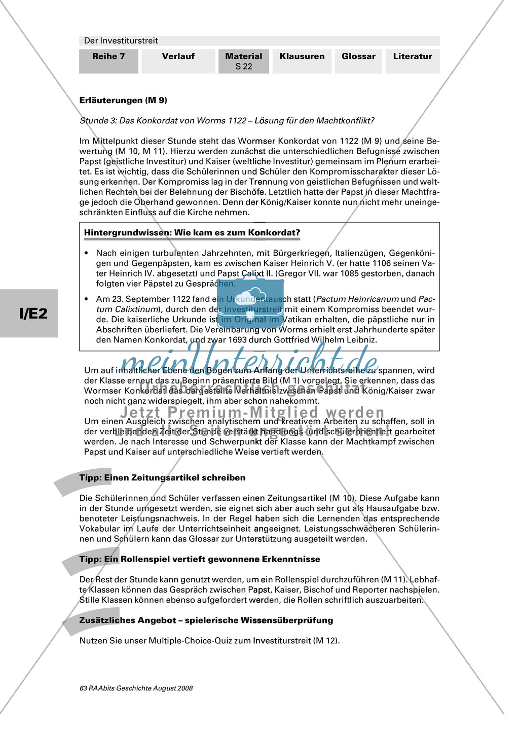 Der Investiturstreit: Das Konkordat von Worms 1122 Preview 3