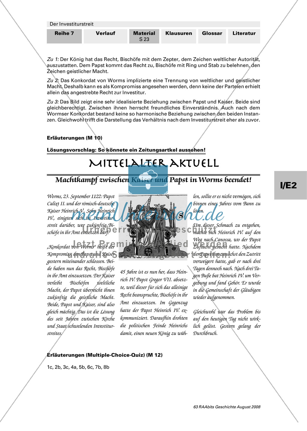 Der Investiturstreit: Das Konkordat von Worms 1122 Preview 4