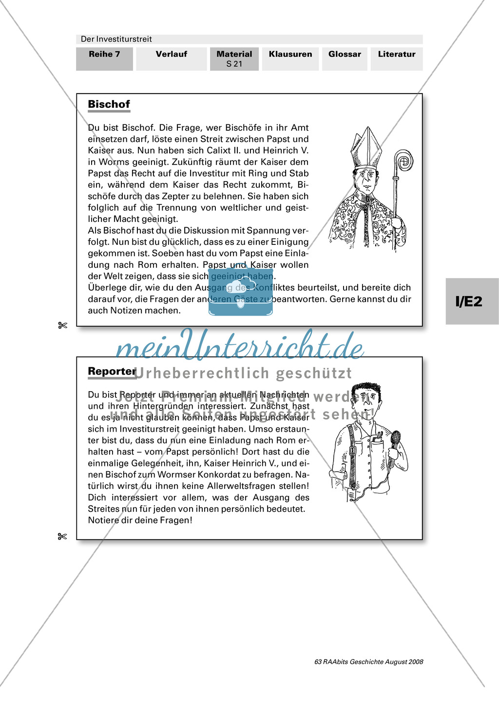 Der Investiturstreit: Lernerfolgskontrolle in Form eines Rollenspiels und eines Quiz Preview 2