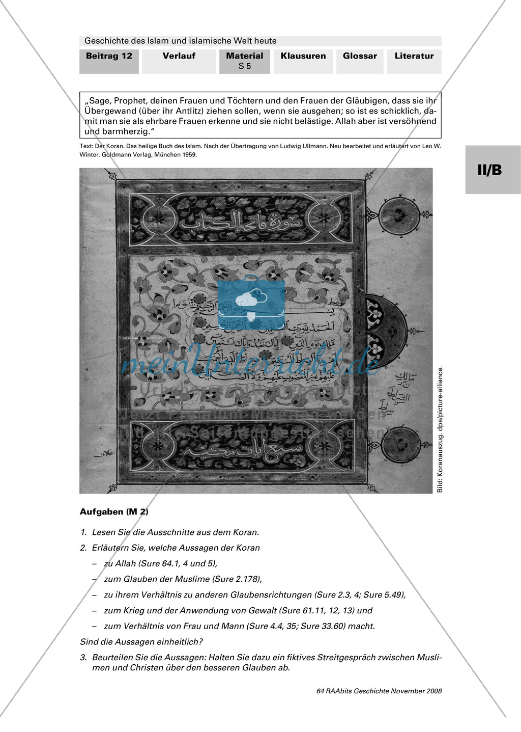 Geschichte des Islam und islamische Welt heute: Bilder: Assoziationen zu Islam + Textausschnitte aus dem Koran Preview 5