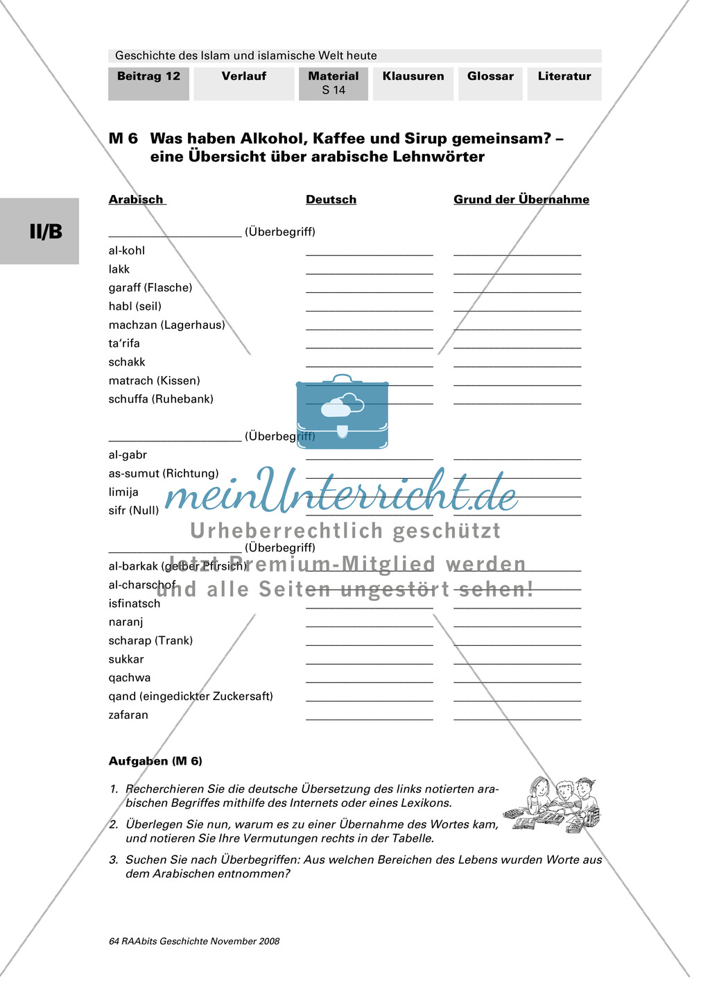 Geschichte des Islam und islamische Welt heute: Die Blütezeit der islamischarabischen Kultur: Karte: Ausbreitung des Islam zwischen 622 und 720 + Friedensvertrag von 639 zwischen muslimischen Eroberern und Unterworfenen aus Gurgan + arabischer Arzt über f Preview 6