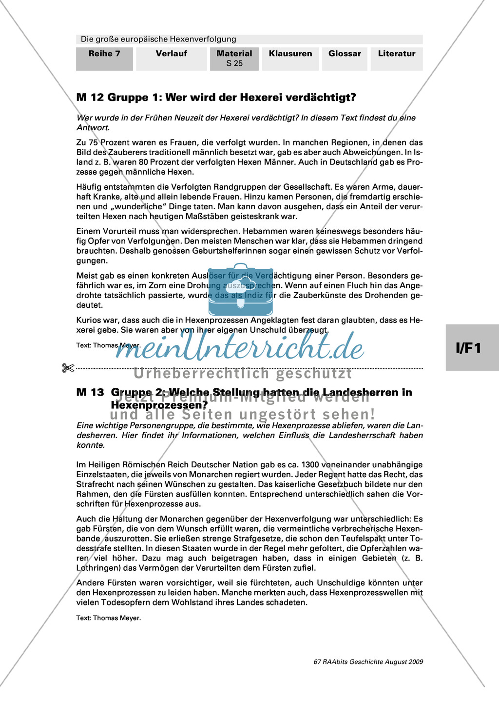 Die große europäische Hexenverfolgung: Gruppenarbeit: Täter und Opfer Preview 1