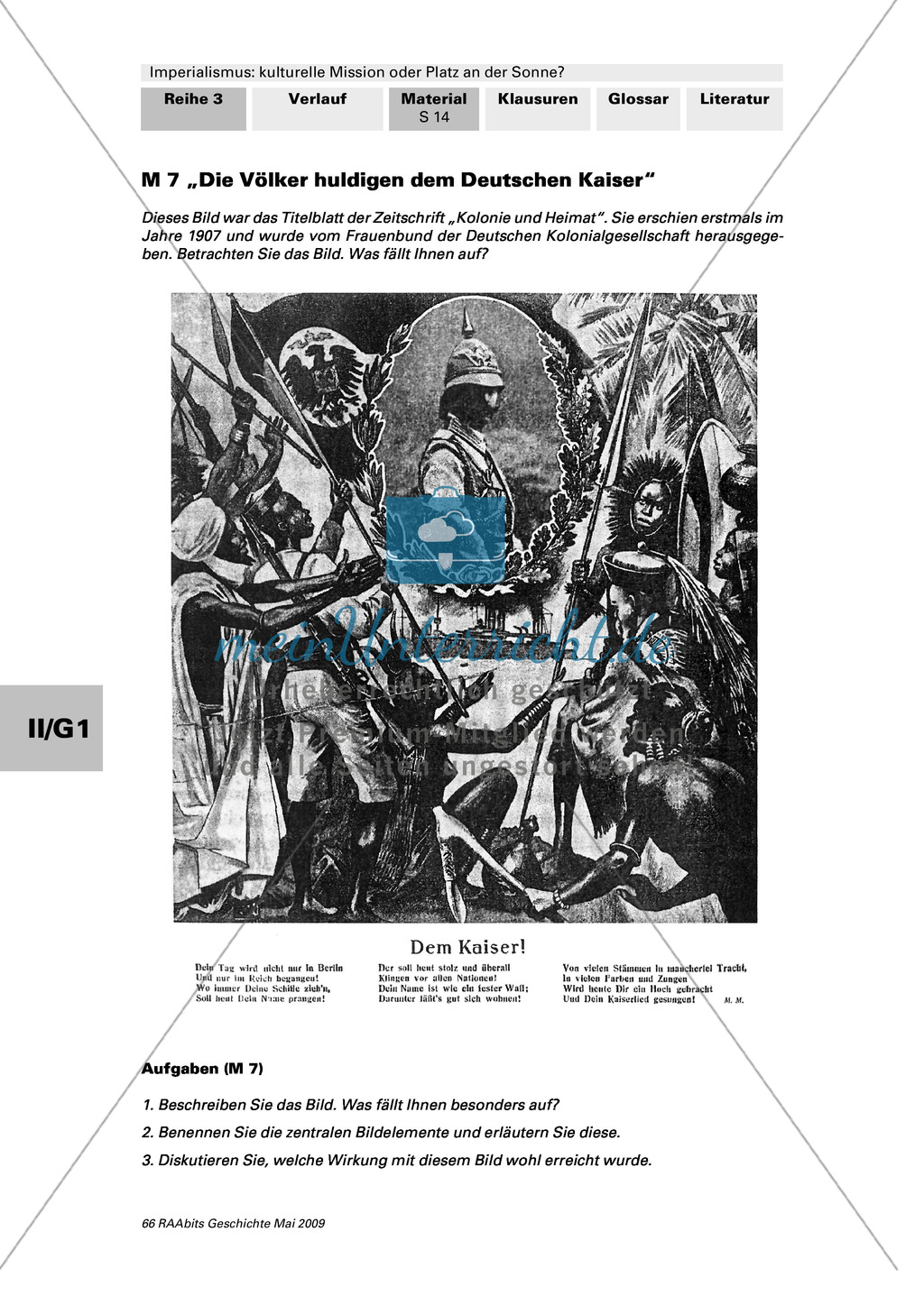 Imperialismus: Bedeutung der deutschen Kolonialbewegung: Titelblatt: "Kolonie und Heimat" von 1907 + Text: Gründungsaufruf des ADV Preview 1