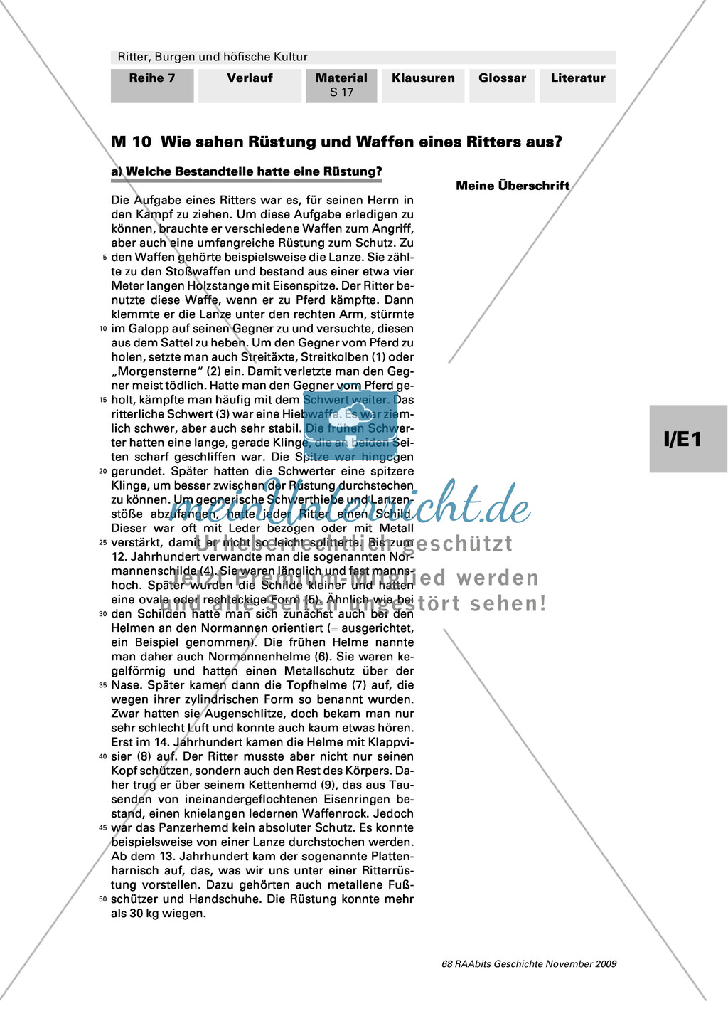 Ritter, Burgen und höfische Kultur: Ausrüstung eines Ritters Preview 1