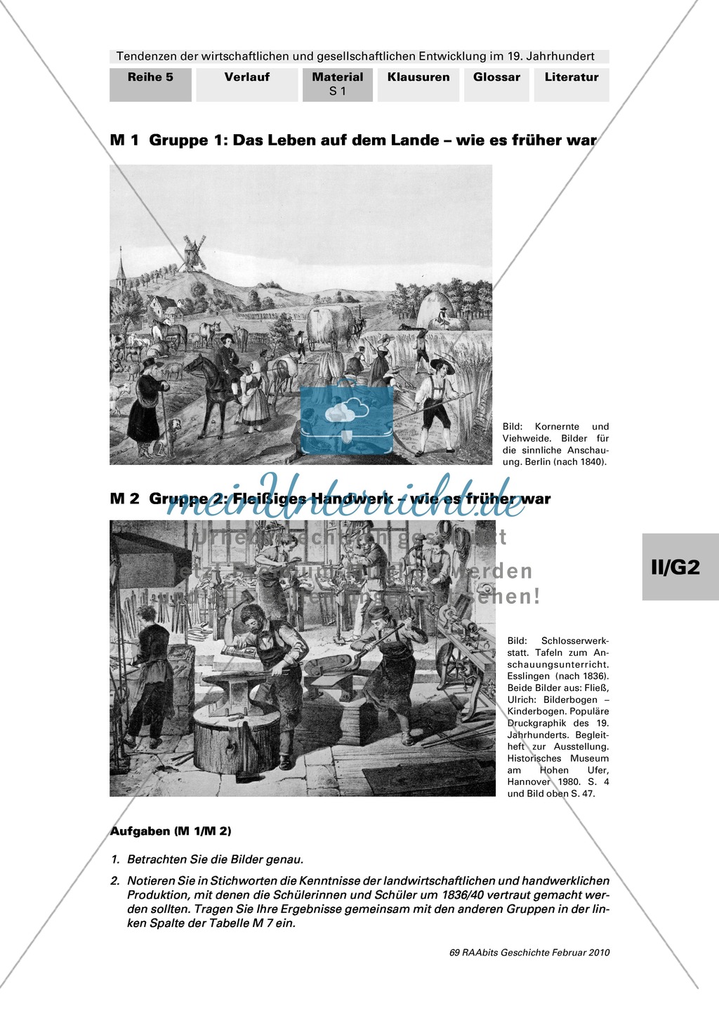 Das Leben vor der Industrialisierung: Arbeitsmaterial mit Erläuterungen Preview 1