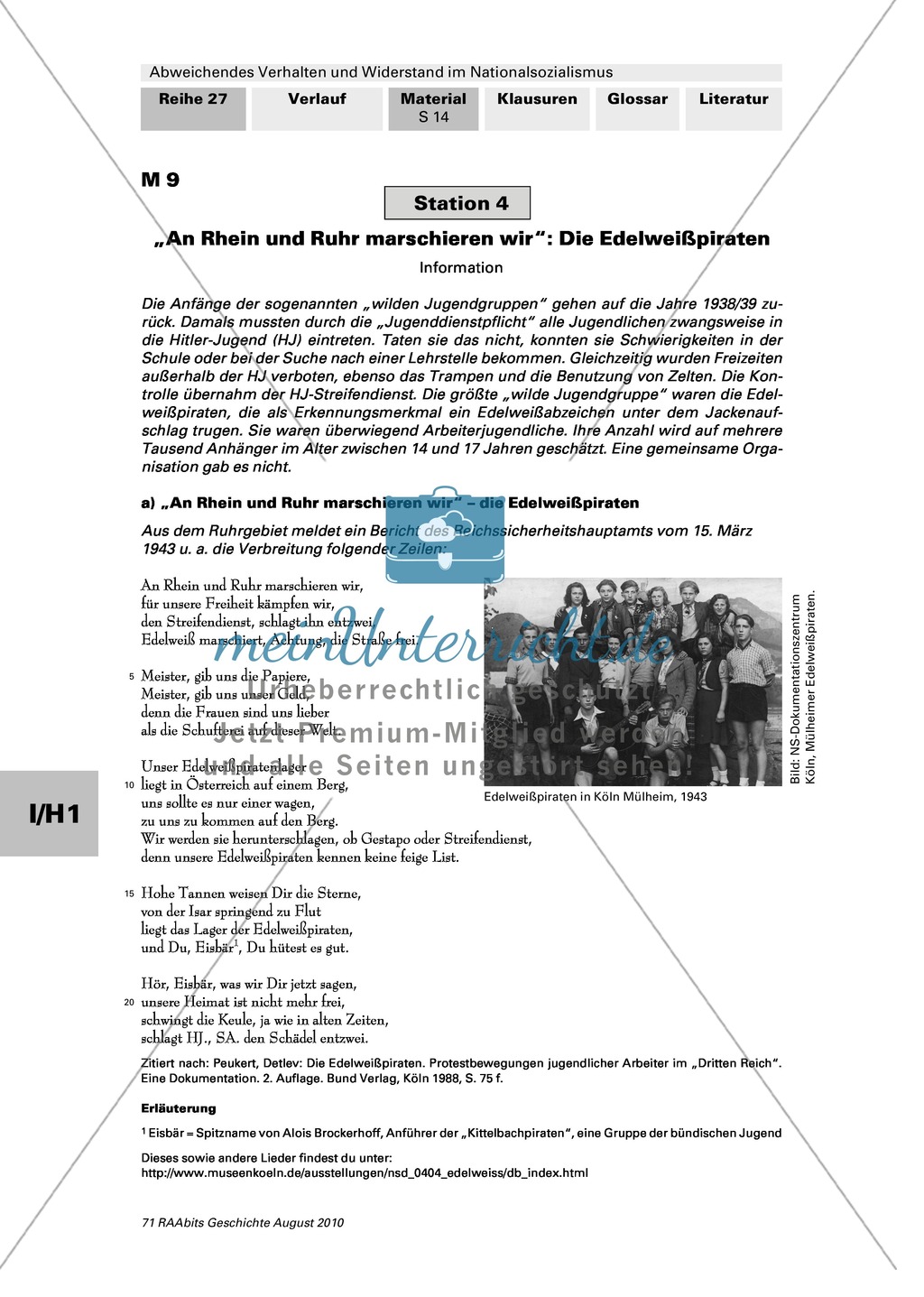 Abweichendes Verhalten und Widerstand im Nationalsozialismus: Die Edelweißpiraten Preview 1