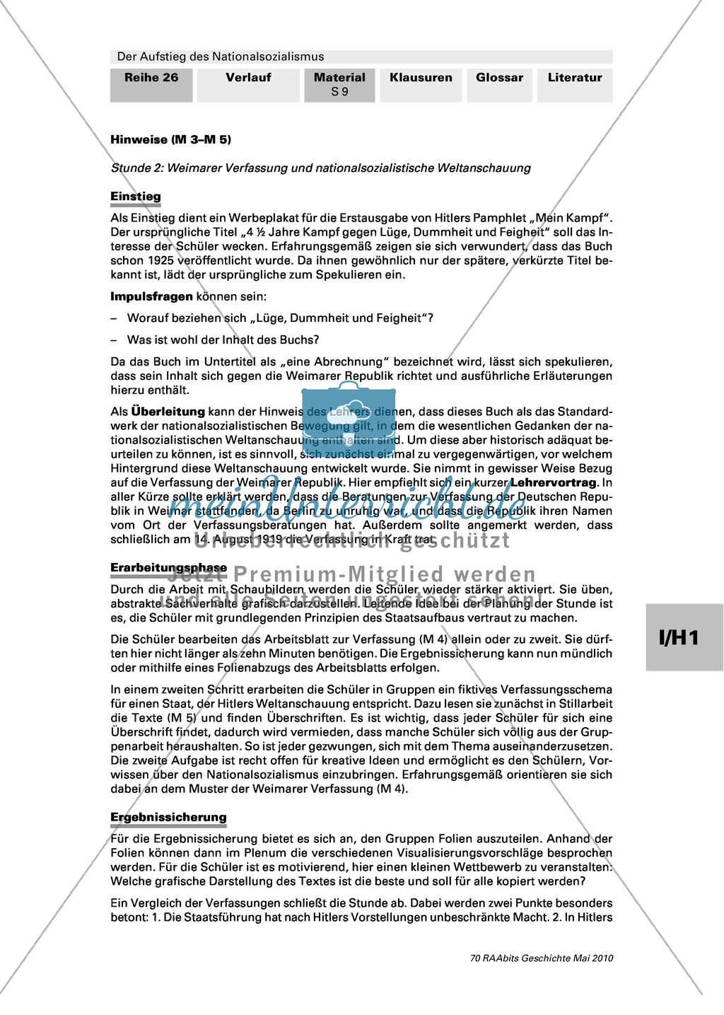 Der Aufstieg des Nationalsozialismus in der Weimarer Republik: Weimarer Verfassung und nationalsozialistische Weltanschauung: Werbeplakat: Adolf Hitler: