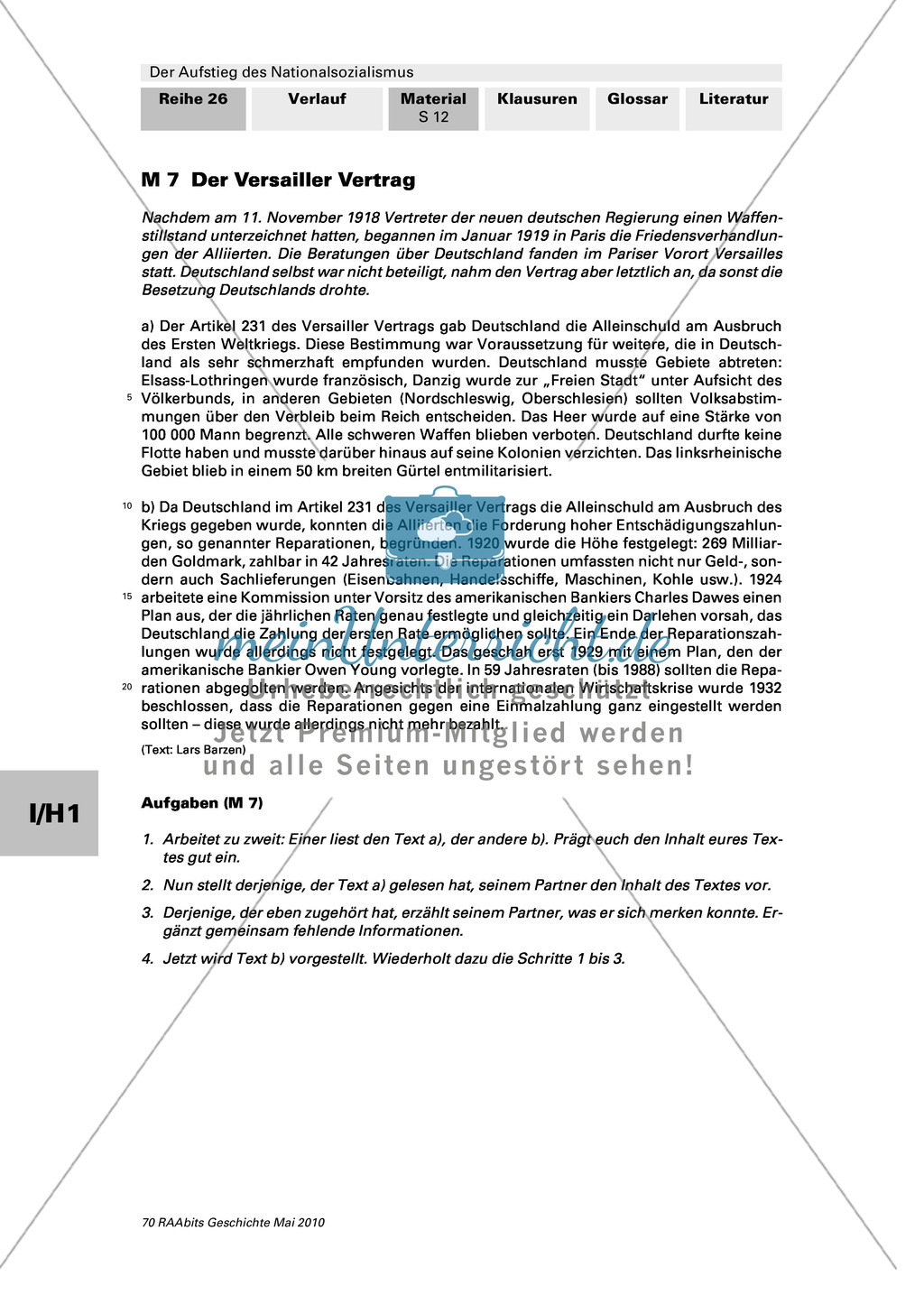 Der Aufstieg des Nationalsozialismus in der Weimarer Republik: Karikatur: Hitler und Versailler Vertrag in amerikanischer Zeitschrift + Text: Der Versailler Vertrag + Plakat: Rechte Parteien gegen den Young-Plan Preview 2