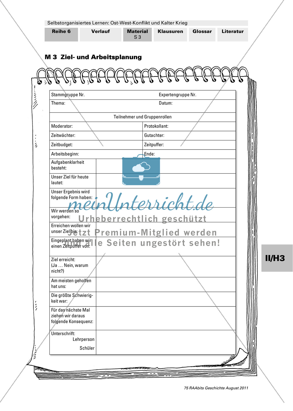 Selbstorganisiertes Lernen: Ost-West-Konflikt und Kalter Krieg: Einführung in die Methode und Hinführung zum Thema + Ziel- und Arbeitsplanung + Kompetenzraster Preview 3