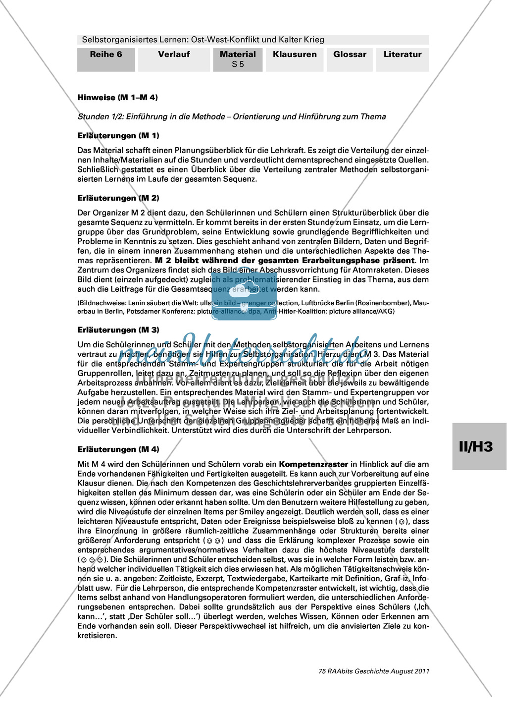 Selbstorganisiertes Lernen: Ost-West-Konflikt und Kalter Krieg: Einführung in die Methode und Hinführung zum Thema + Ziel- und Arbeitsplanung + Kompetenzraster Preview 5