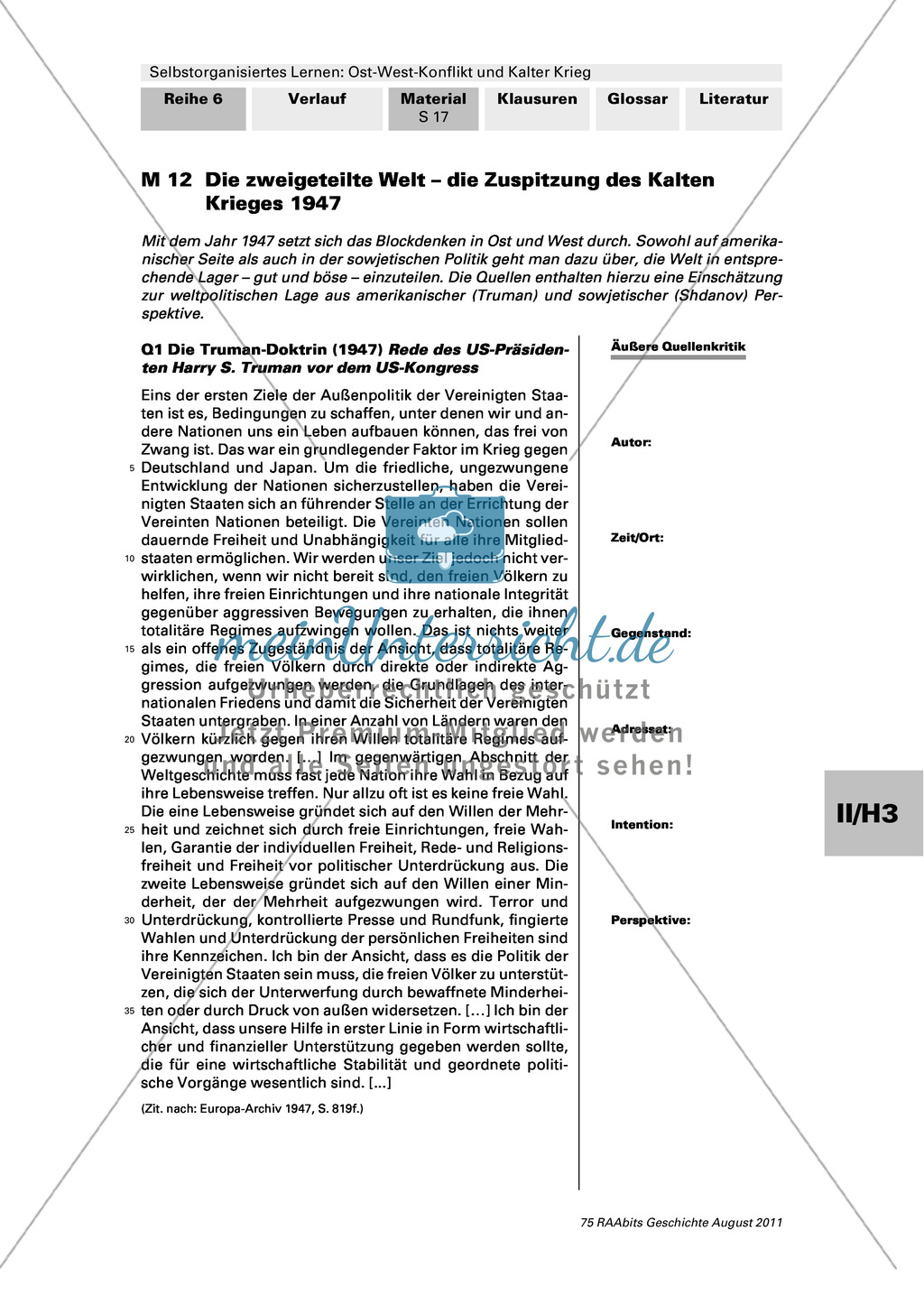 Selbstorganisiertes Lernen: Ost-West-Konflikt und Kalter Krieg: Der Beginn des Kalten Krieges + Gruppenpuzzle + Graf-iz + Venn-Diagramm Preview 1