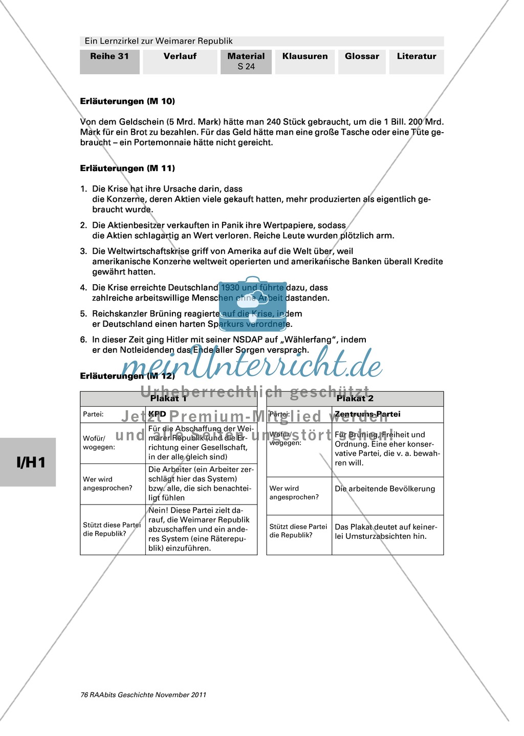 Lernzirkel zur Weimarer Republik und den Ursachen ihres Scheiterns: Station zu den Parteien Preview 4