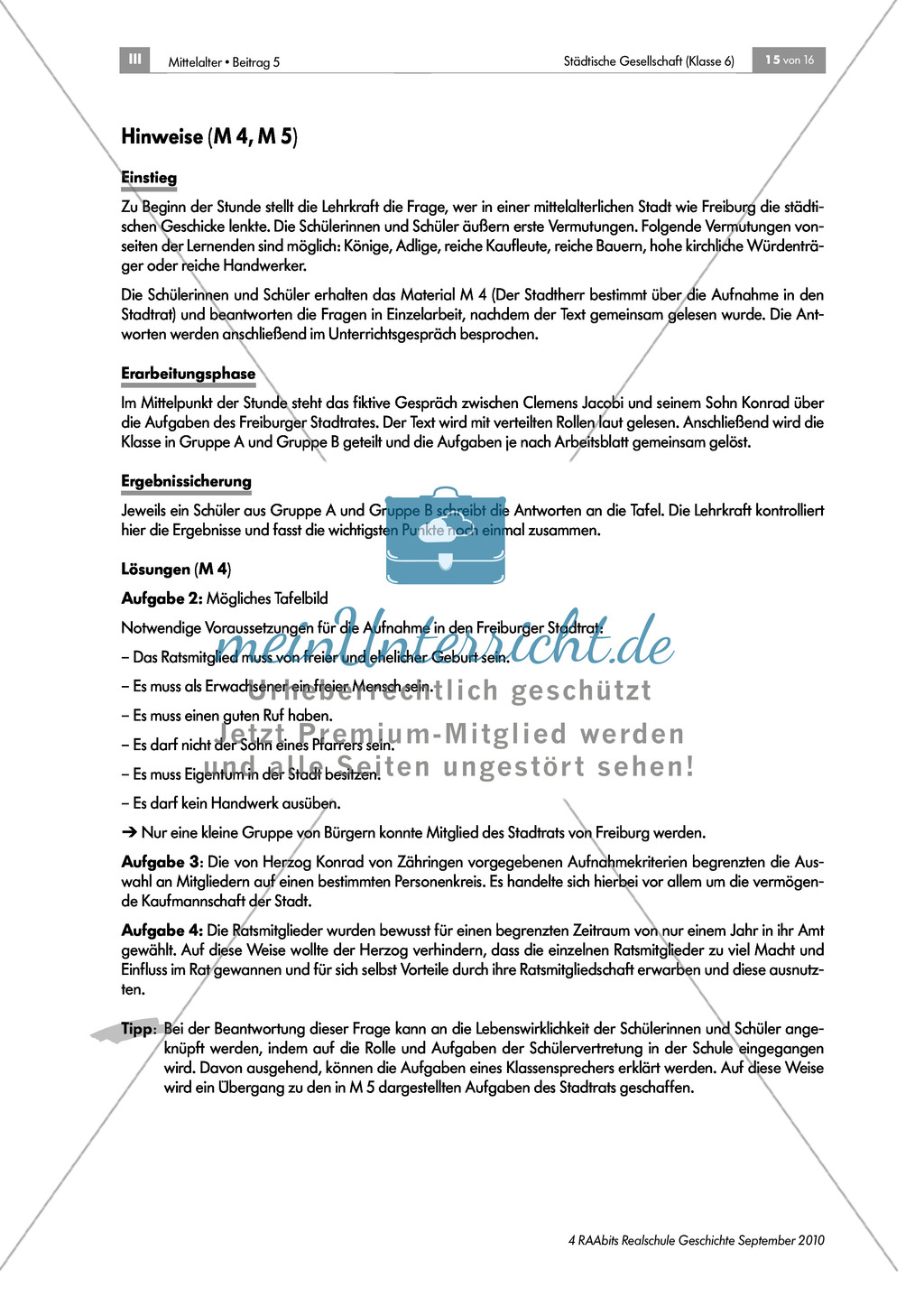 Von Zünften und Stadtherren - gesellschaftliche Strukturen in der mittelalterlichen Stadt: Rolle und Aufgaben des Bürgermeisters und des Stadtrates Preview 4