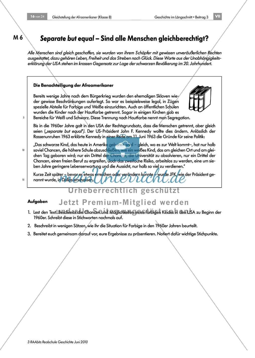 Die Segregation und die Gleichstellung der Afroamerikaner in den USA Preview 1