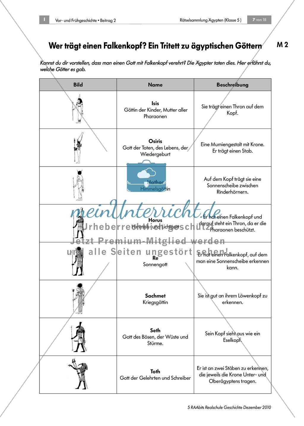 Rätselsammlung Ägypten: Im Götter-Tritett Namen, Attribute und Funktion der ägypt. Götter benennen Preview 1