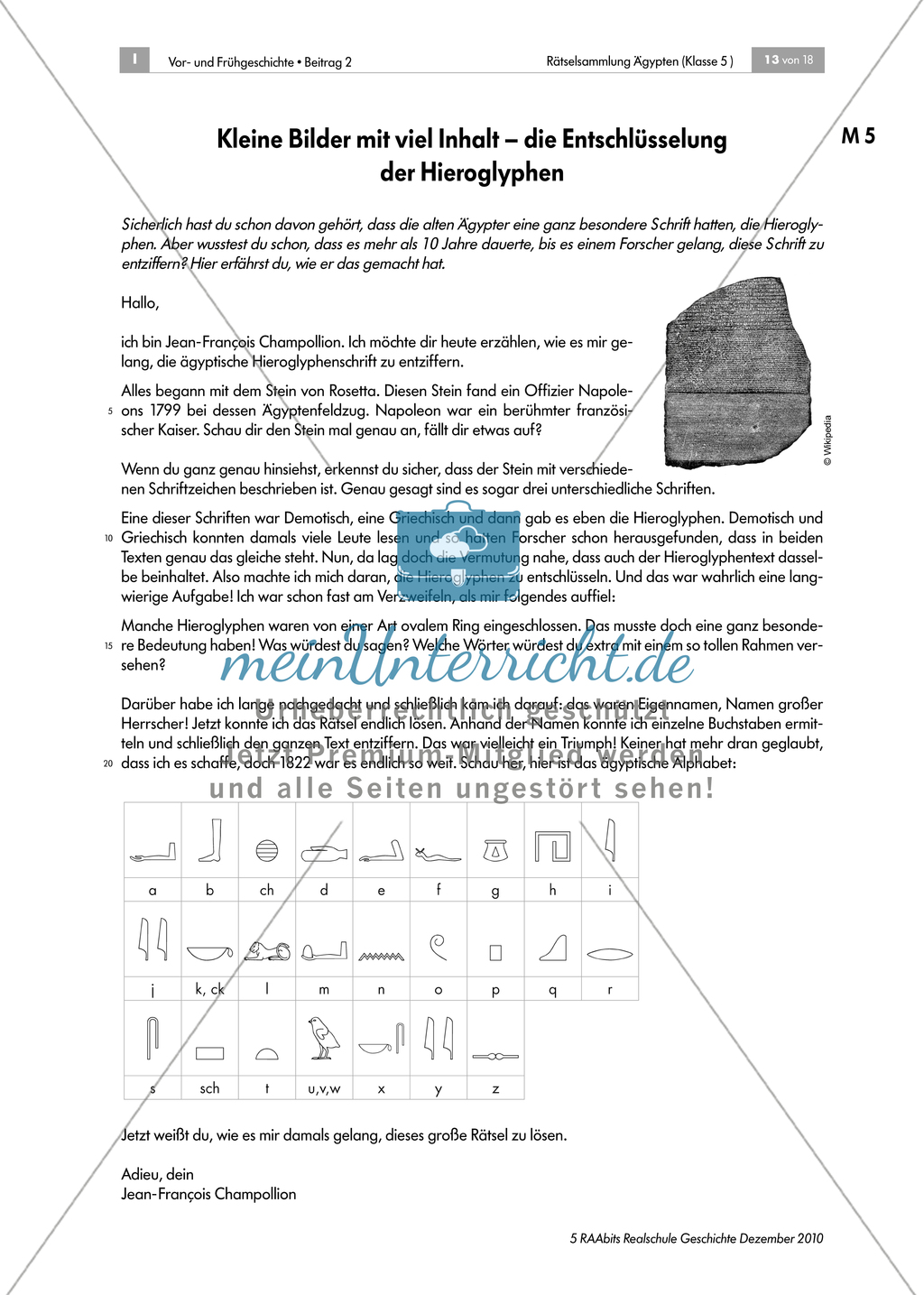 Rätselsammlung Ägypten:Lügentext zum Stein von Rosetta und ...