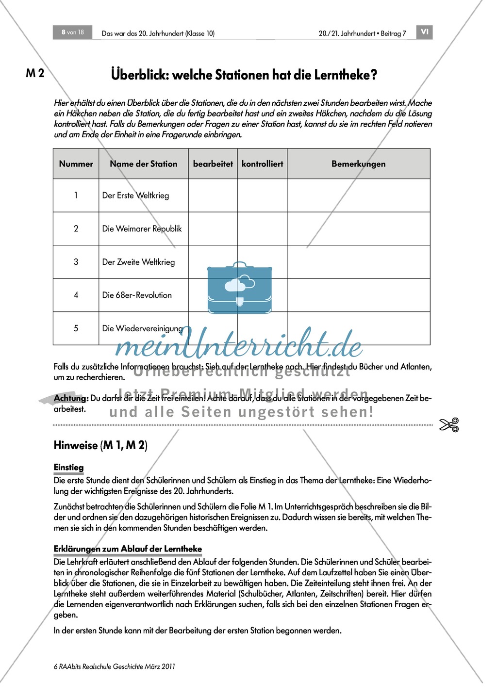 Die Geschichte Deutschlands im 20. Jahrhundert: Lerntheke zum Thema Preview 1