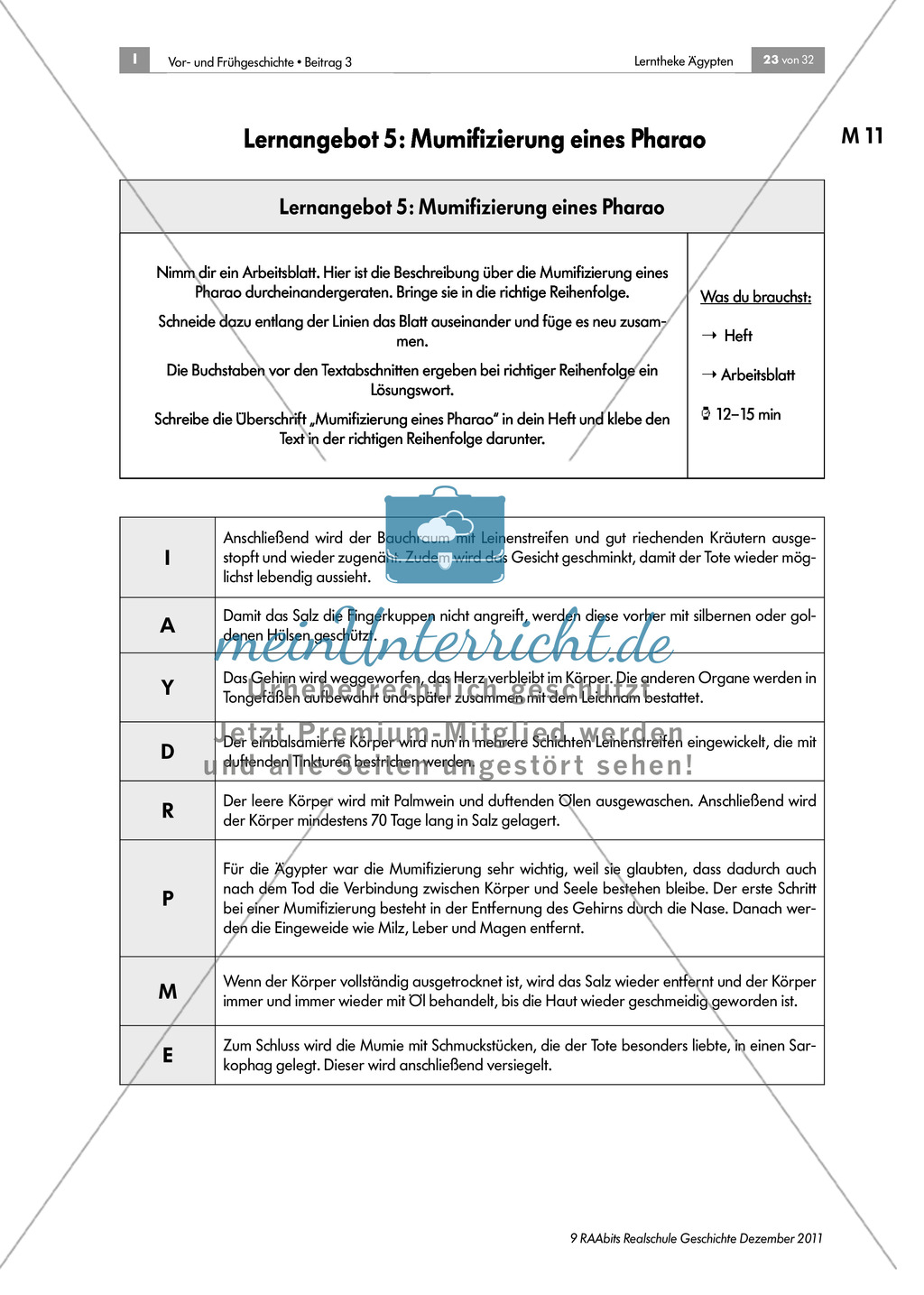 Mumifizierung eines Pharao + didaktische Hinweise Preview 1