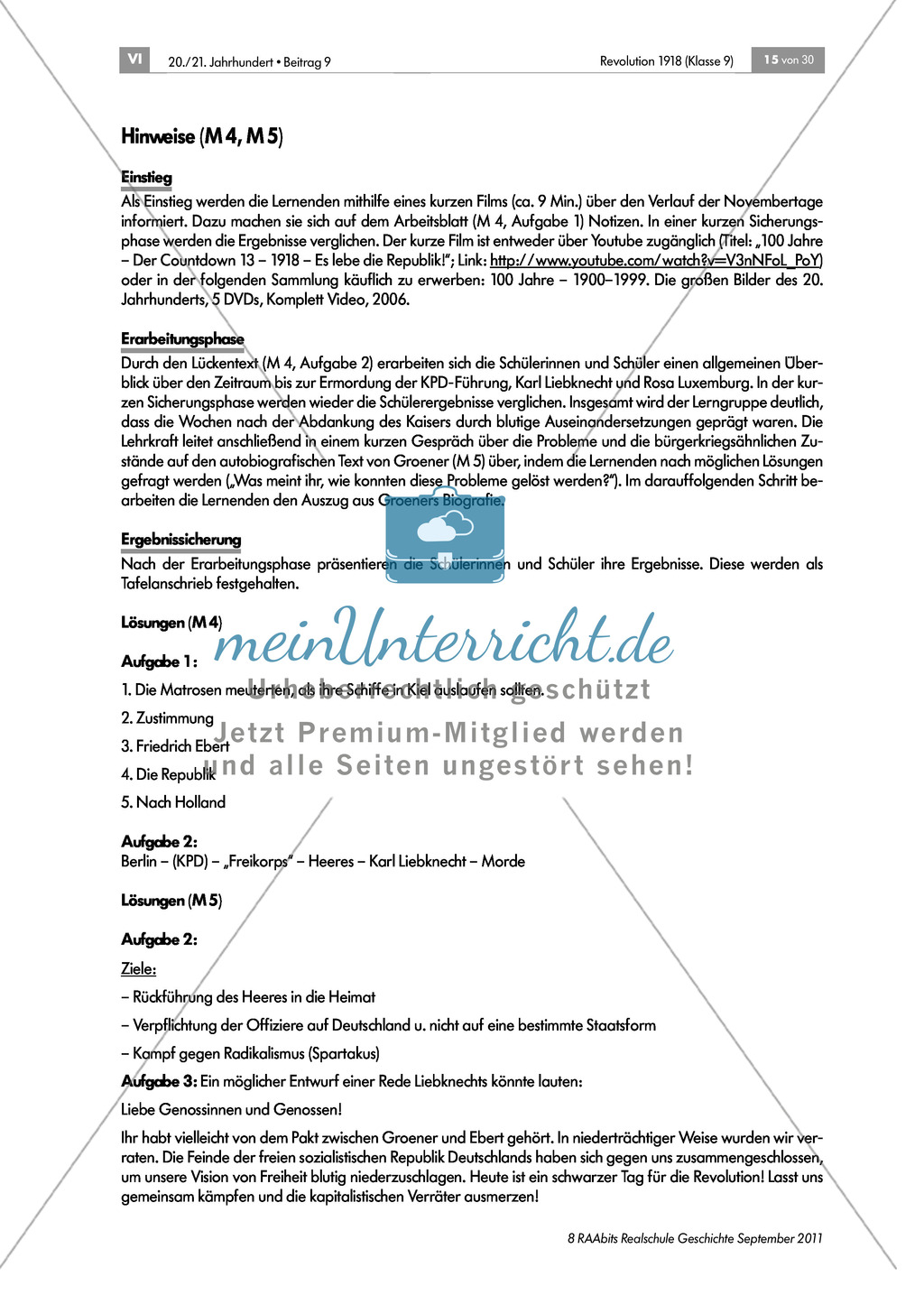 Text mit Aufgaben zum Ebert-Groener-Bündnis und Aufgaben zum Kurzfilm rund um die Ereignisse 1918 Preview 3