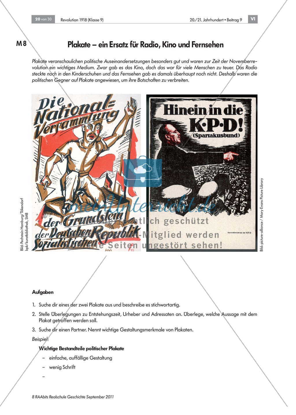 Quellen, Plakate, Flugblätter zum Spartakusbund und zur KPD in der Weimarer Republik mit Aufgaben Preview 3