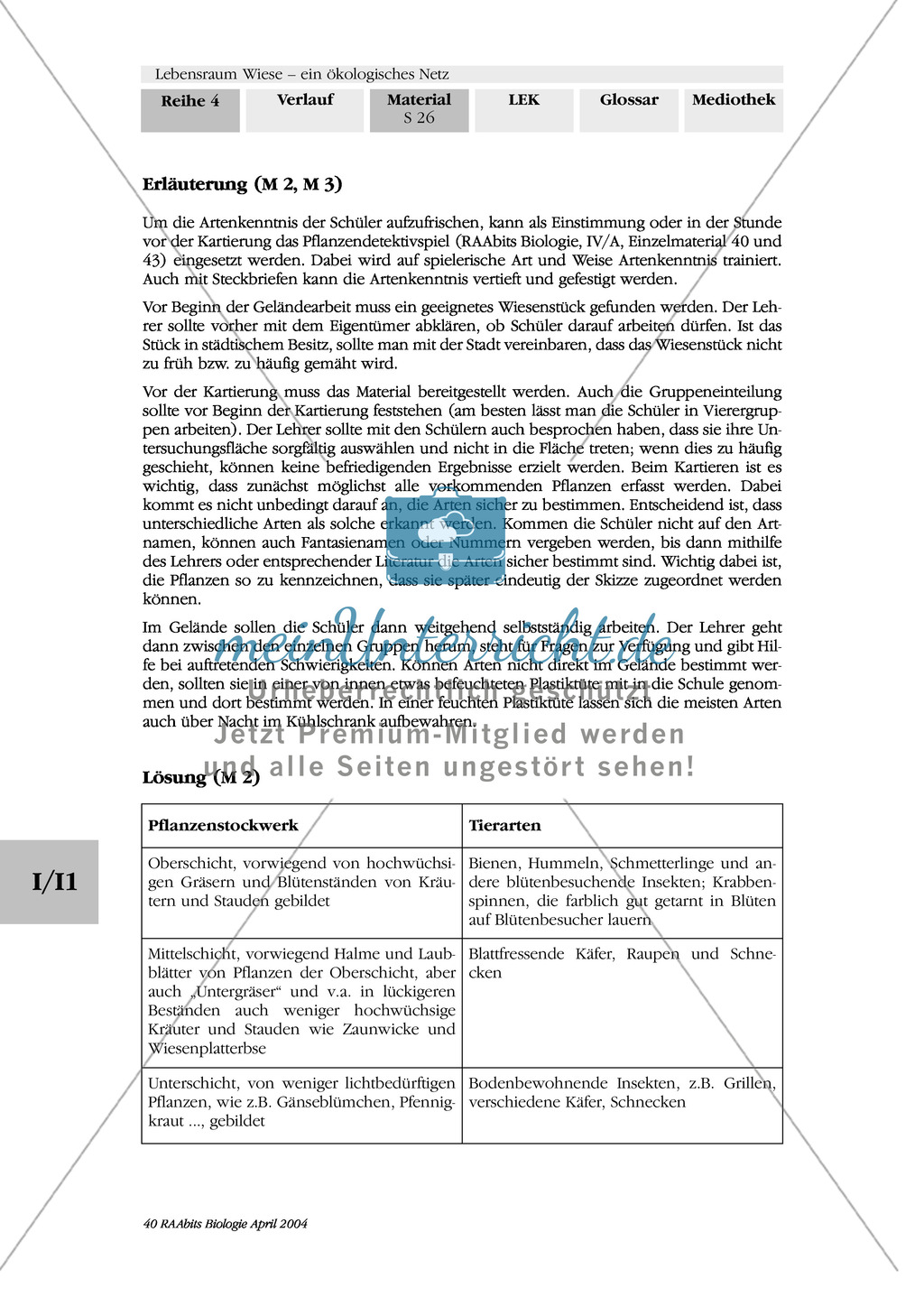 Lebensraum Wiese: Beobachten und Kartieren eines Wiesenausschnitts Preview 4