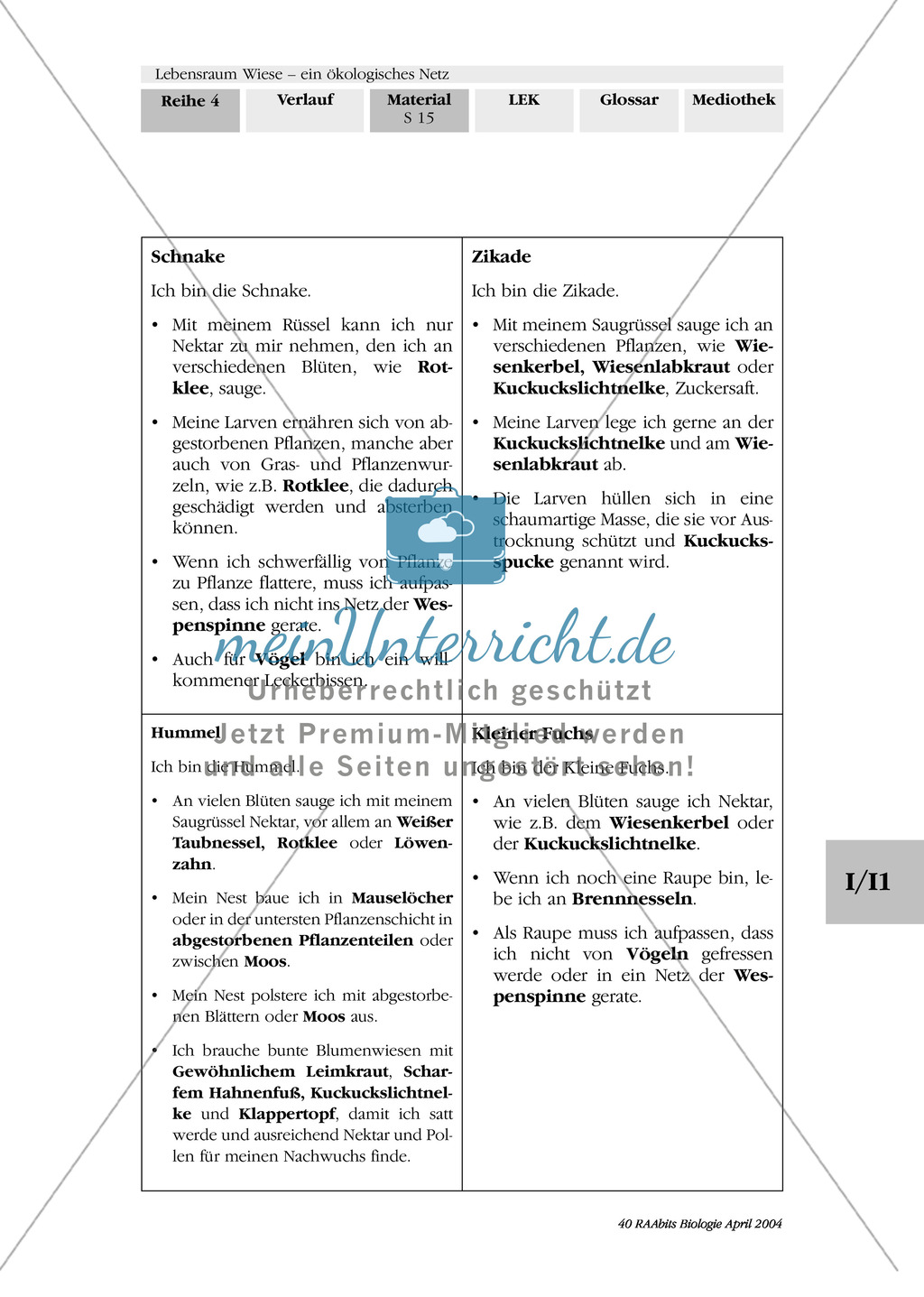 Lebensraum Wiese: Das ökologische Netz einer Wiese - Text- und Bildkarten Preview 12