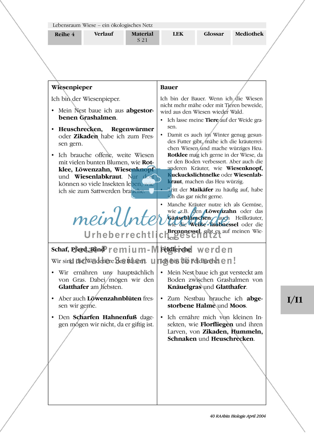 Lebensraum Wiese: Das ökologische Netz einer Wiese - Text- und Bildkarten Preview 18