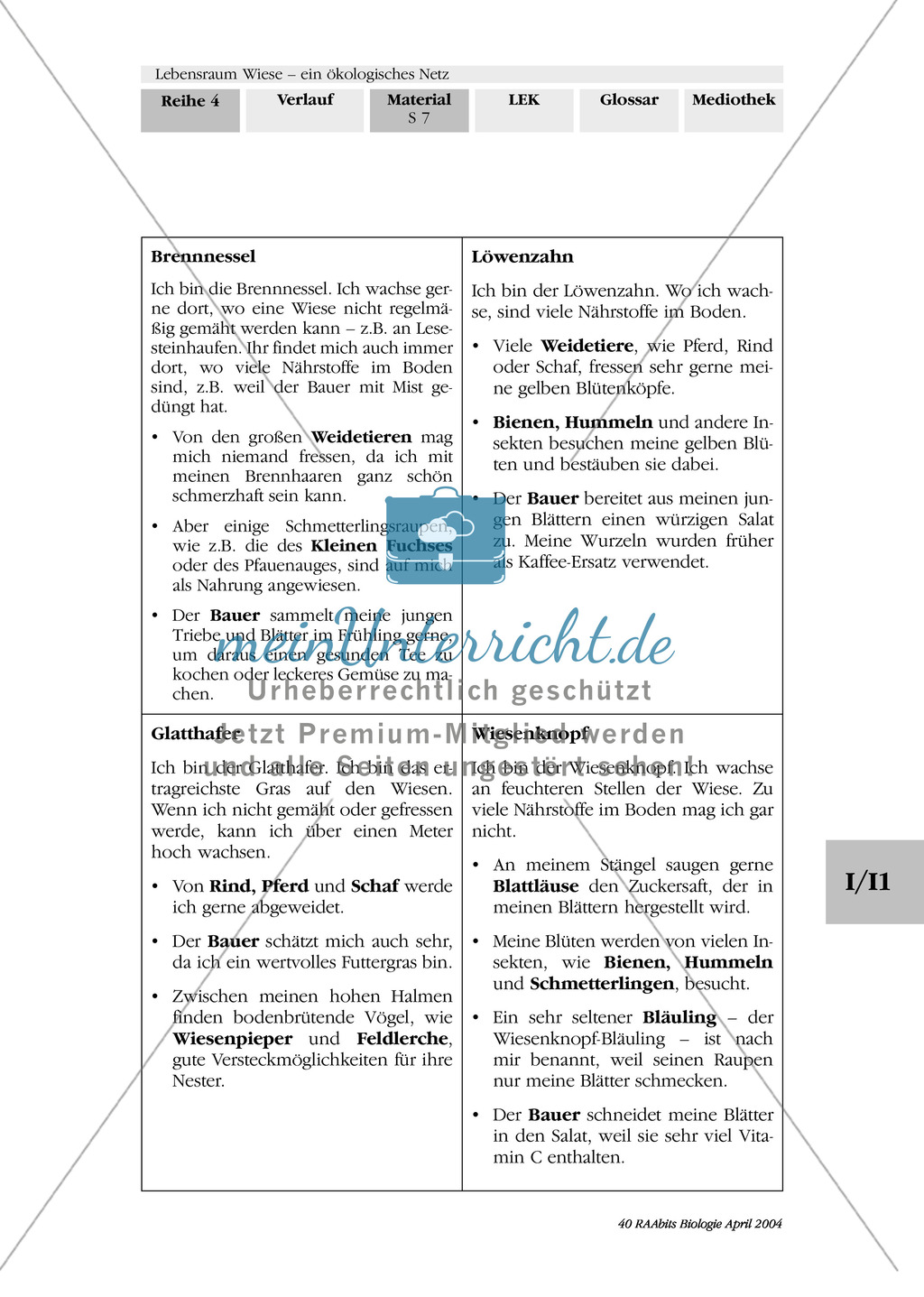 Lebensraum Wiese: Das ökologische Netz einer Wiese - Text- und Bildkarten Preview 4