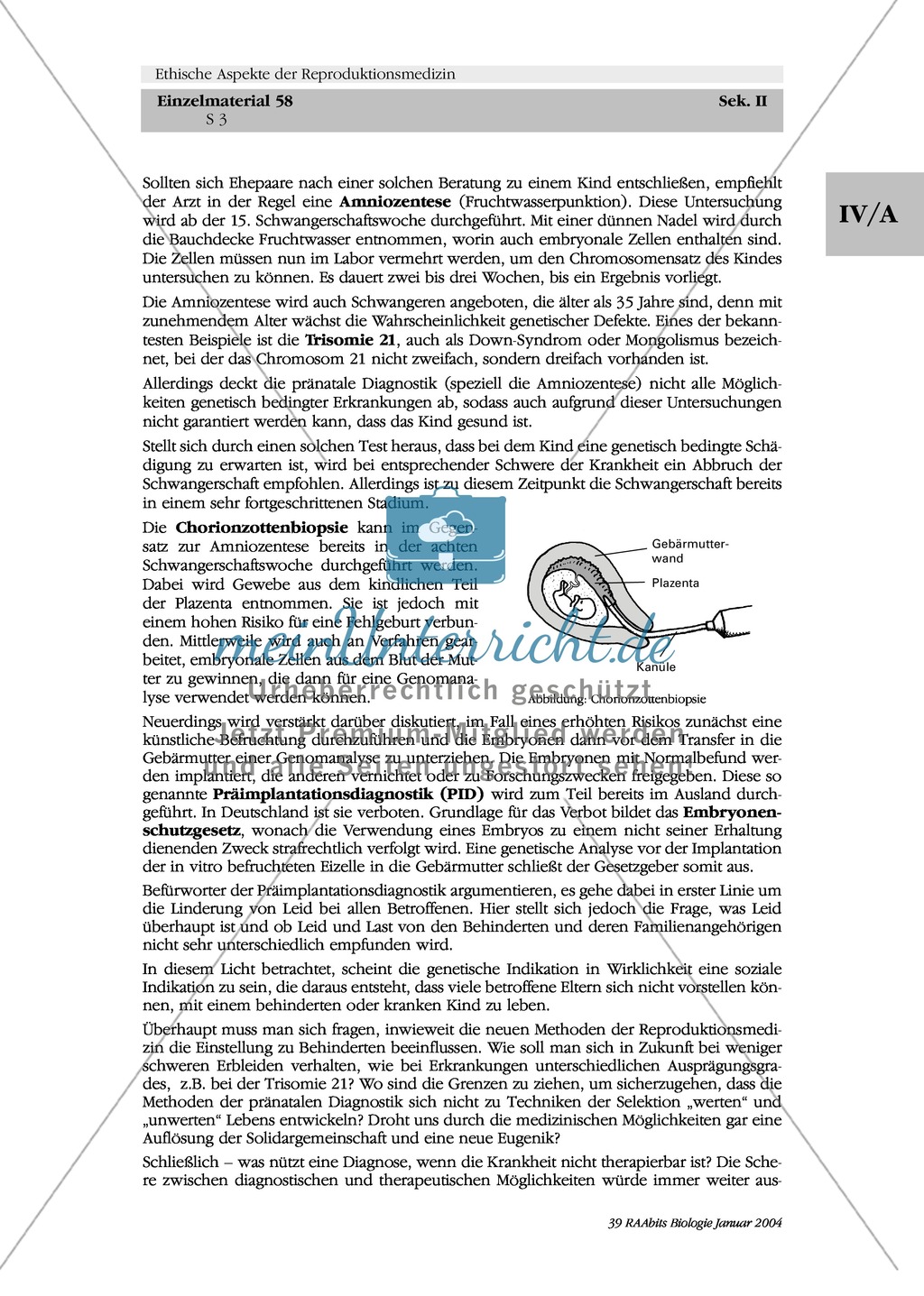 Ethische Aspekte der Reproduktionsgenetik: Pränatale Diagnostik und Genomanalyse - Prävention oder Selektion? Preview 3