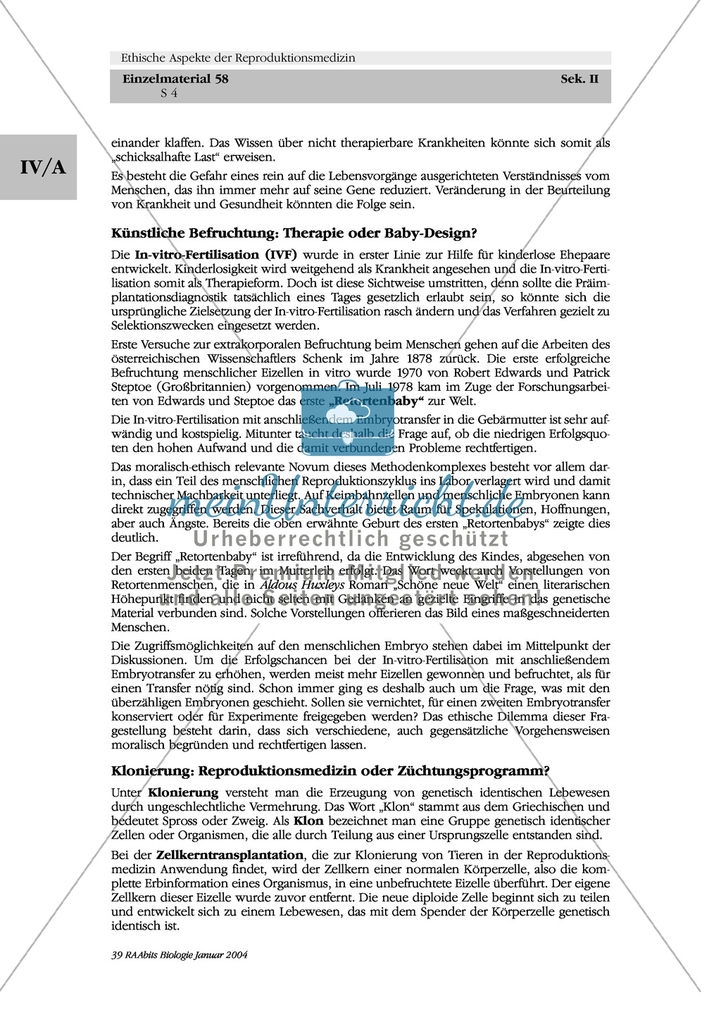 Ethische Aspekte der Reproduktionsgenetik: Pränatale Diagnostik und Genomanalyse - Prävention oder Selektion? Preview 4