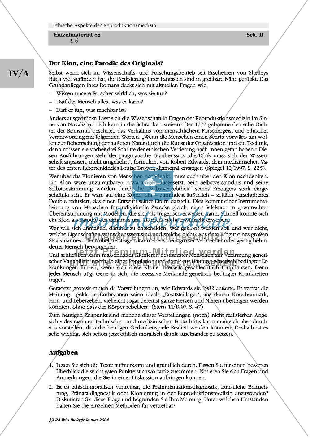 Ethische Aspekte der Reproduktionsgenetik: Pränatale Diagnostik und Genomanalyse - Prävention oder Selektion? Preview 6