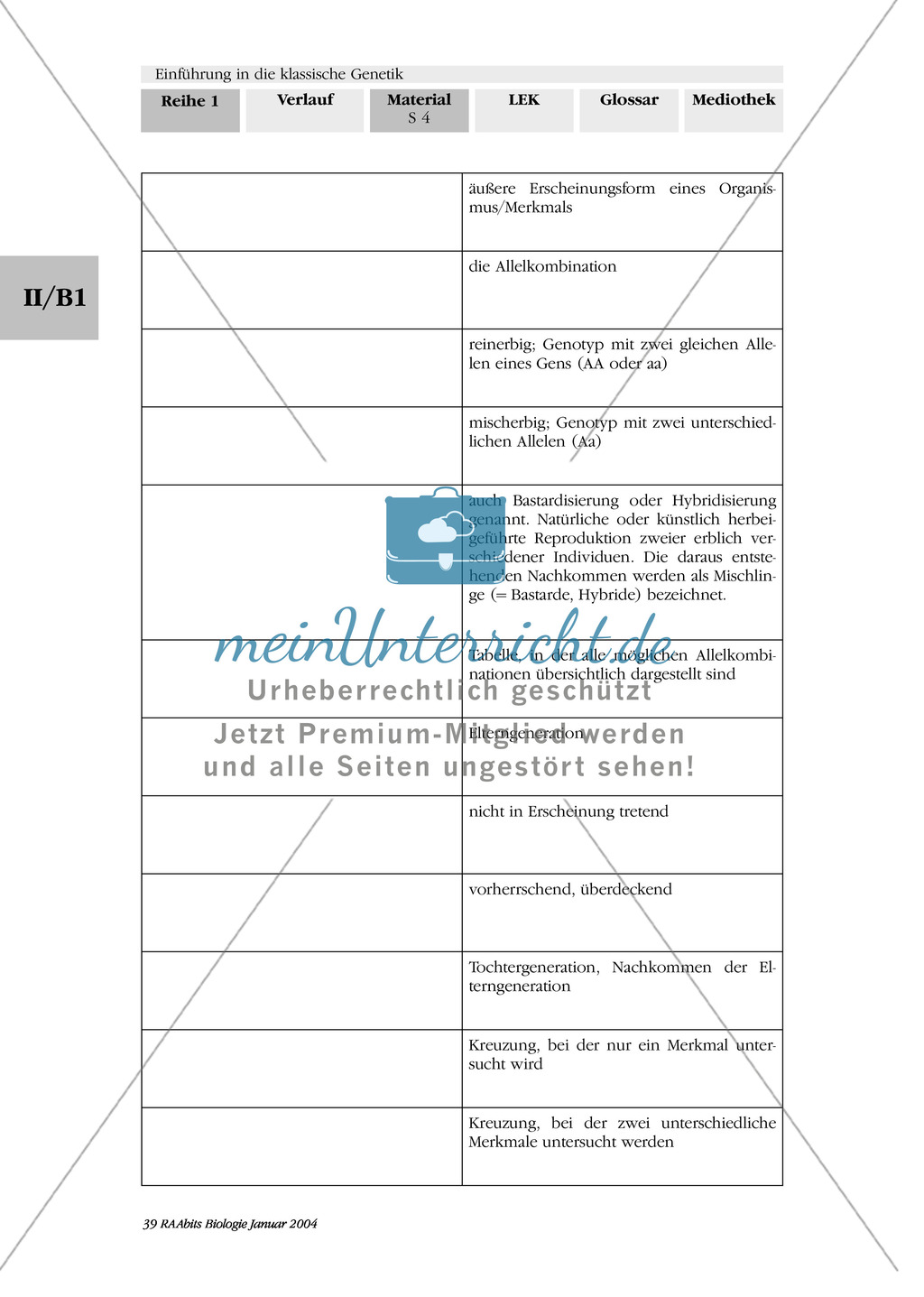 Klassische Genetik: Mendel`sche Regeln - Begriffe, Regeln, Kodominanz Preview 2