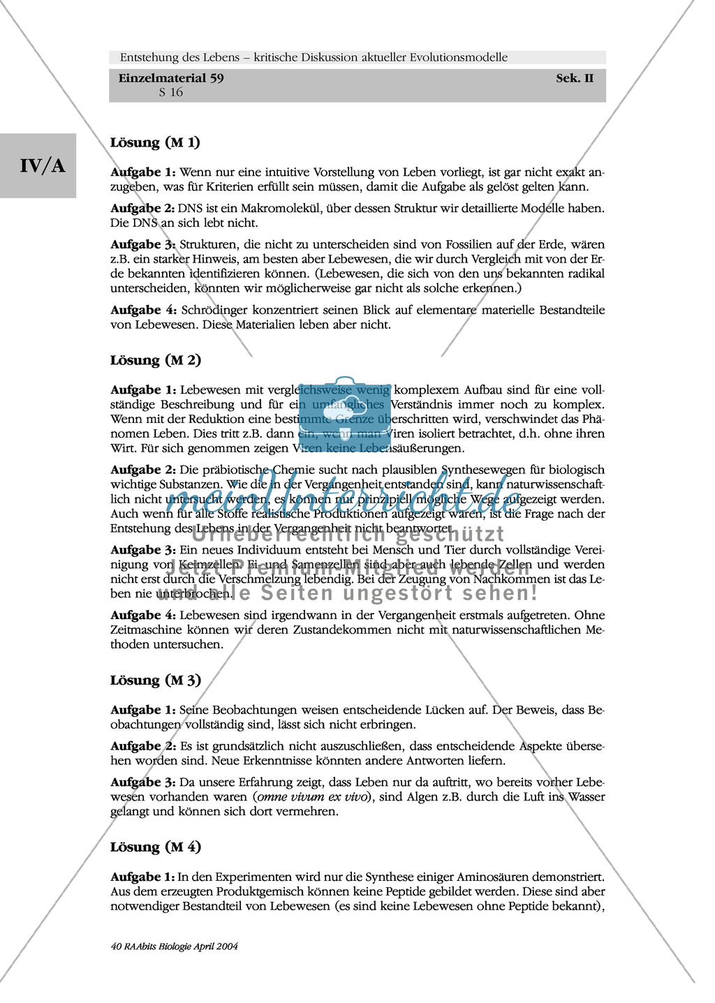 Entstehung des Lebens-Evolutionsmodelle: Definition von Leben Preview 3