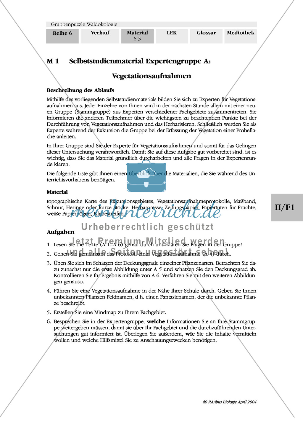 Vegetationsaufnahmen durch Protokollieren und Herbarisieren in einer Exkursion Preview 2