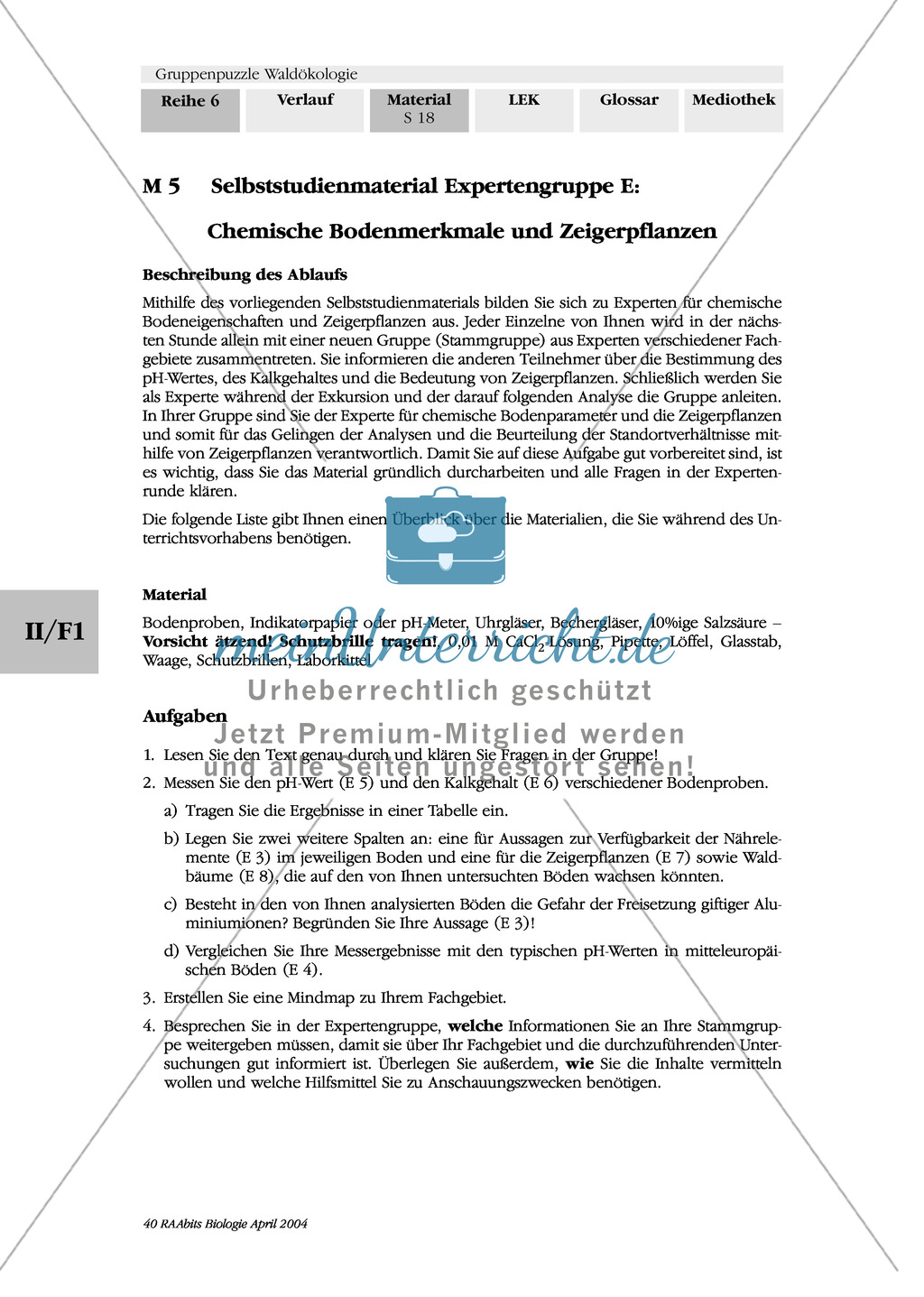 Chemische Bodenmerkmale und Zeigerpflanzen durch Entnahme und Analyse von Bodenproben in einer Exkursion Preview 2