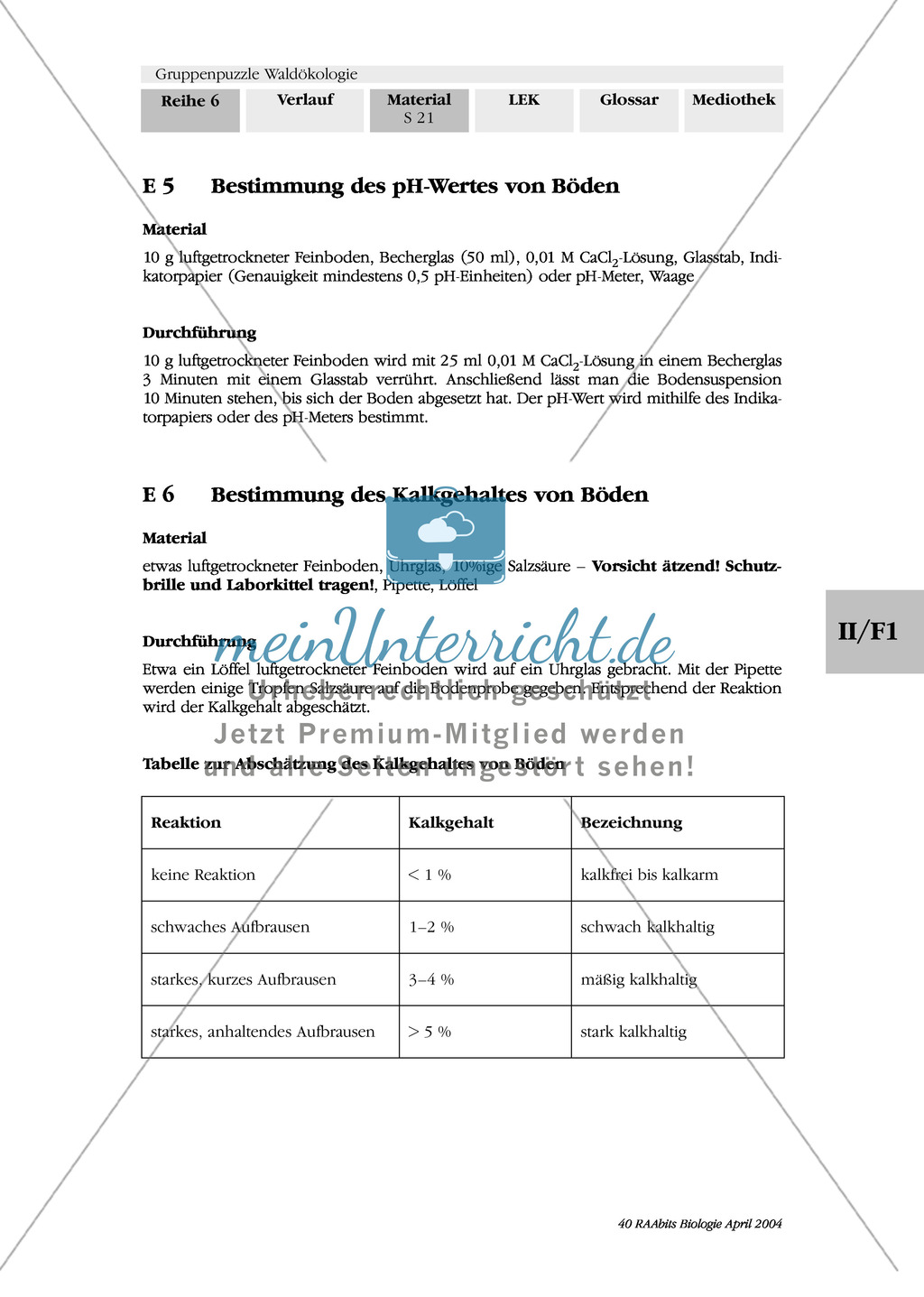 Chemische Bodenmerkmale und Zeigerpflanzen durch Entnahme und Analyse von Bodenproben in einer Exkursion Preview 5