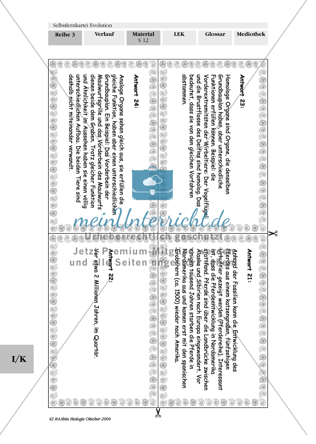 Selbstlernkartei Evolution Preview 12
