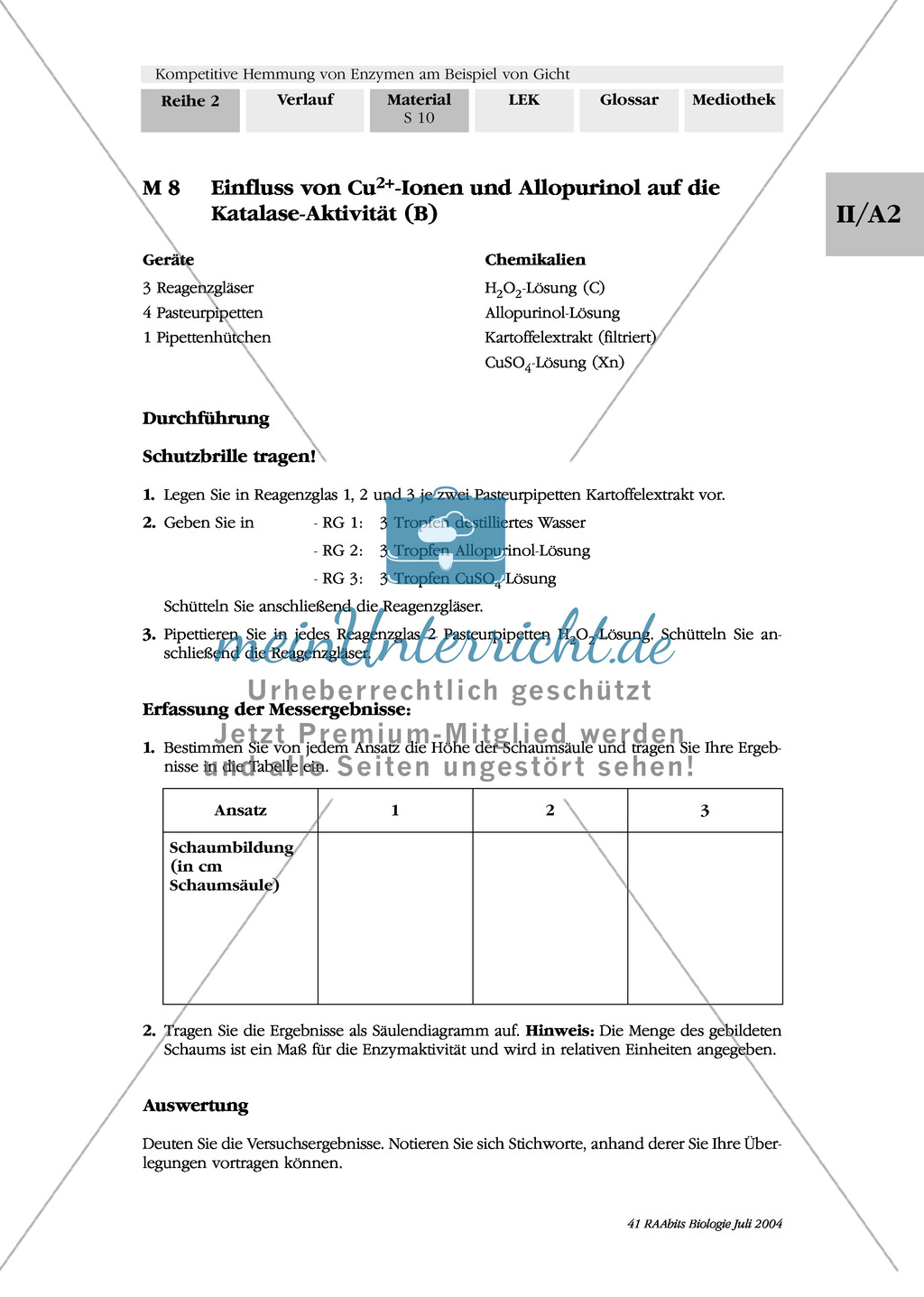Kompetetive Hemmung von Enzymen am Beispiel der Gicht: Untersuchung von Stoffen auf ihre Eignung als Gichtmedikament anhand von Photometerversuchen Preview 4