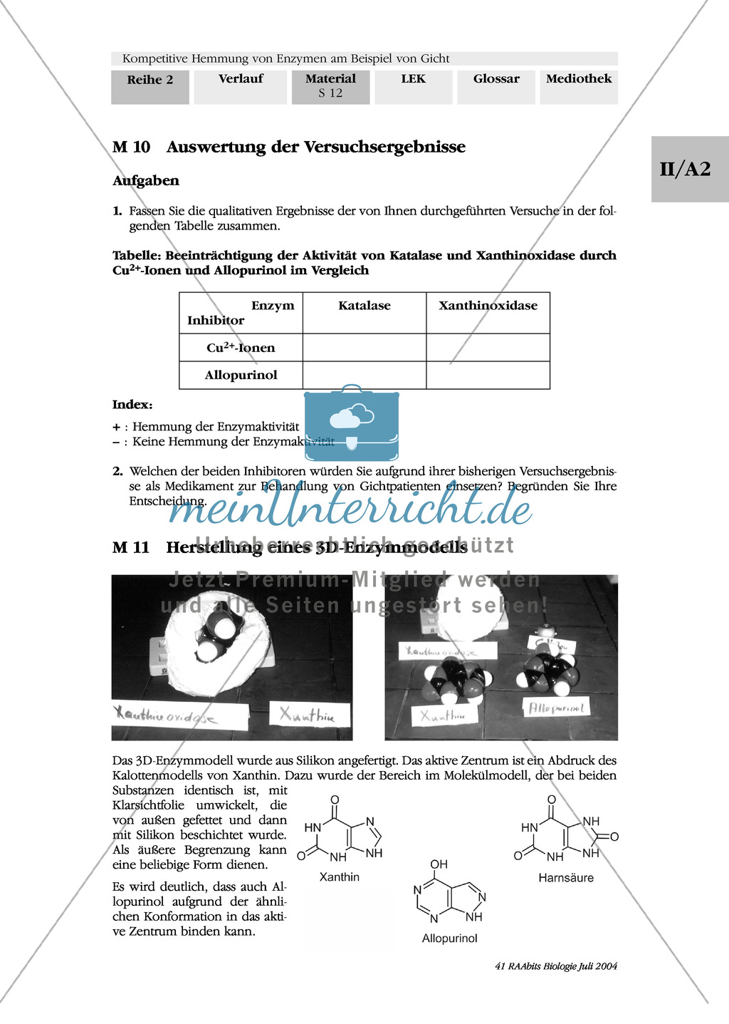 Kompetetive Hemmung von Enzymen am Beispiel der Gicht: Untersuchung von Stoffen auf ihre Eignung als Gichtmedikament anhand von Photometerversuchen Preview 6