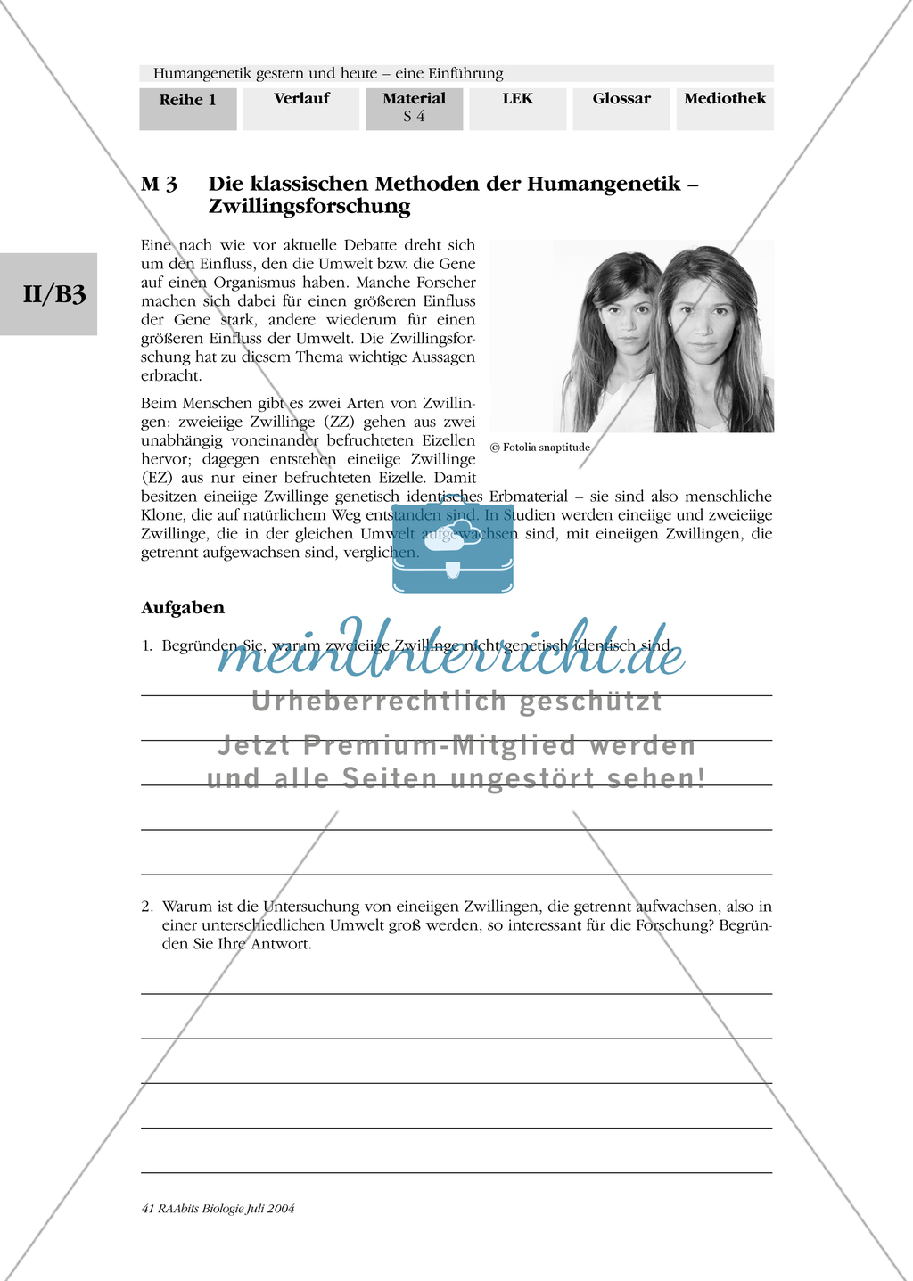 Einführung in die klassischen Methoden der Humangenetik - mit Aufgaben Preview 3