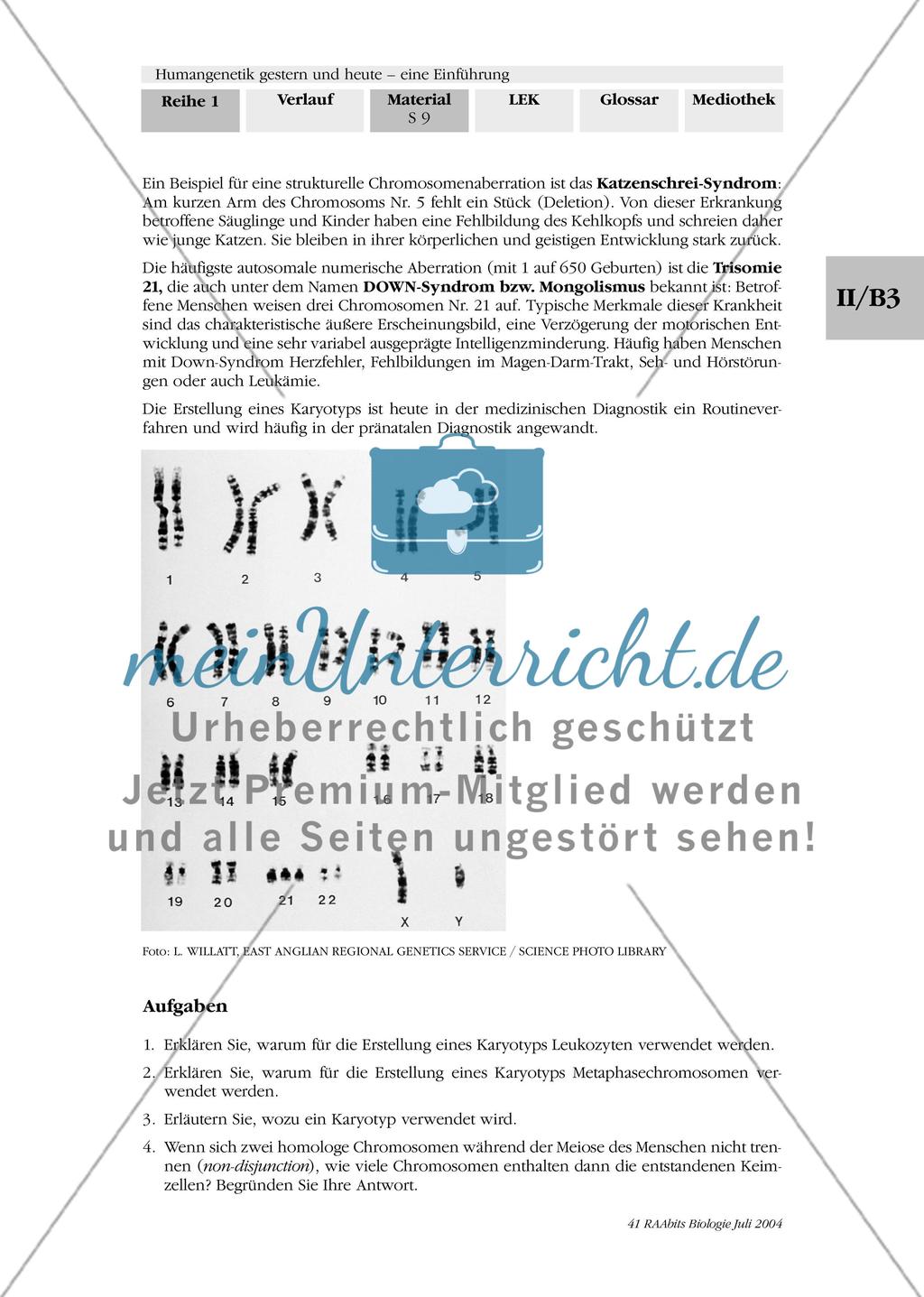 Methoden der Humangenetik: Zytogenetik - meinUnterricht