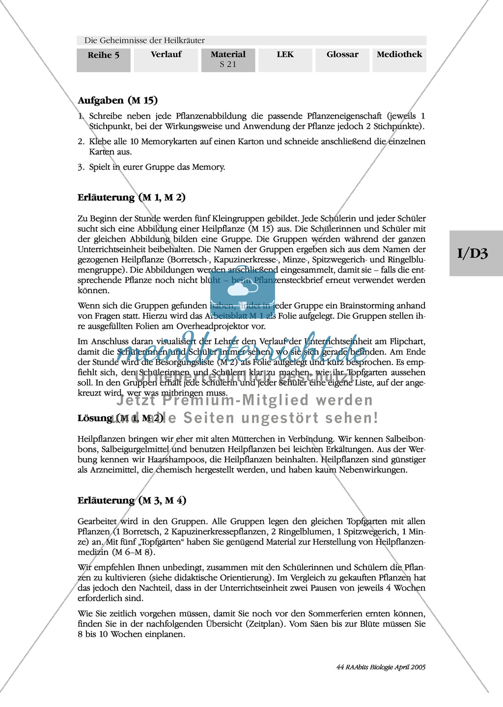 Säen und Pflanzen von Heilkräutern: Besorgungsliste, Gruppenarbeit, Kapuzinerkresse, Ringelblume, Spitzwegerich, Minze, Borretsch Preview 5