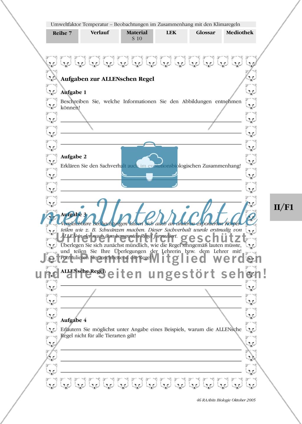 Umweltfaktor Temperatur - Beobachtungen im Zusammenhang mit den Klimaregeln Preview 13