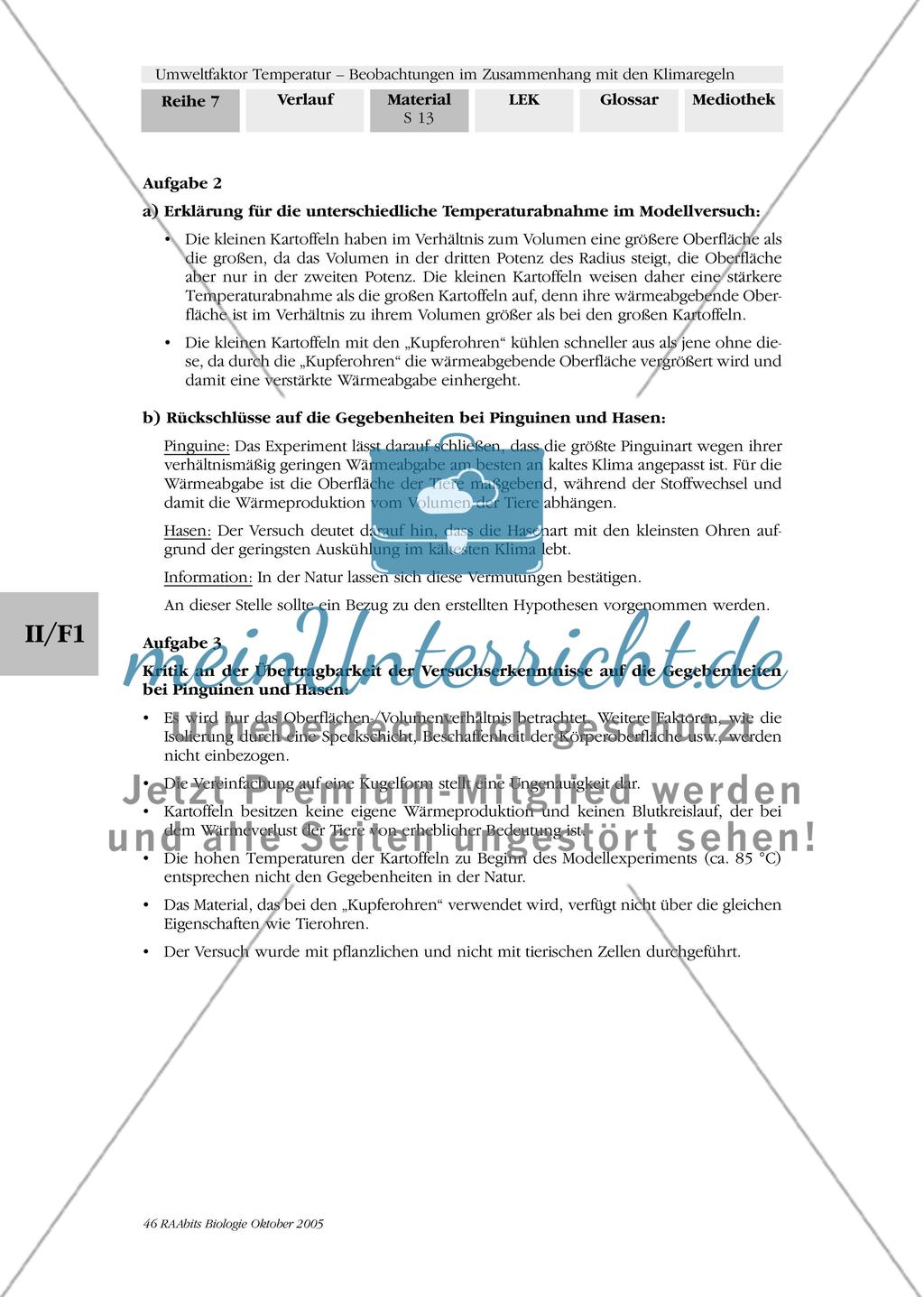 Umweltfaktor Temperatur - Beobachtungen im Zusammenhang mit den Klimaregeln Preview 16