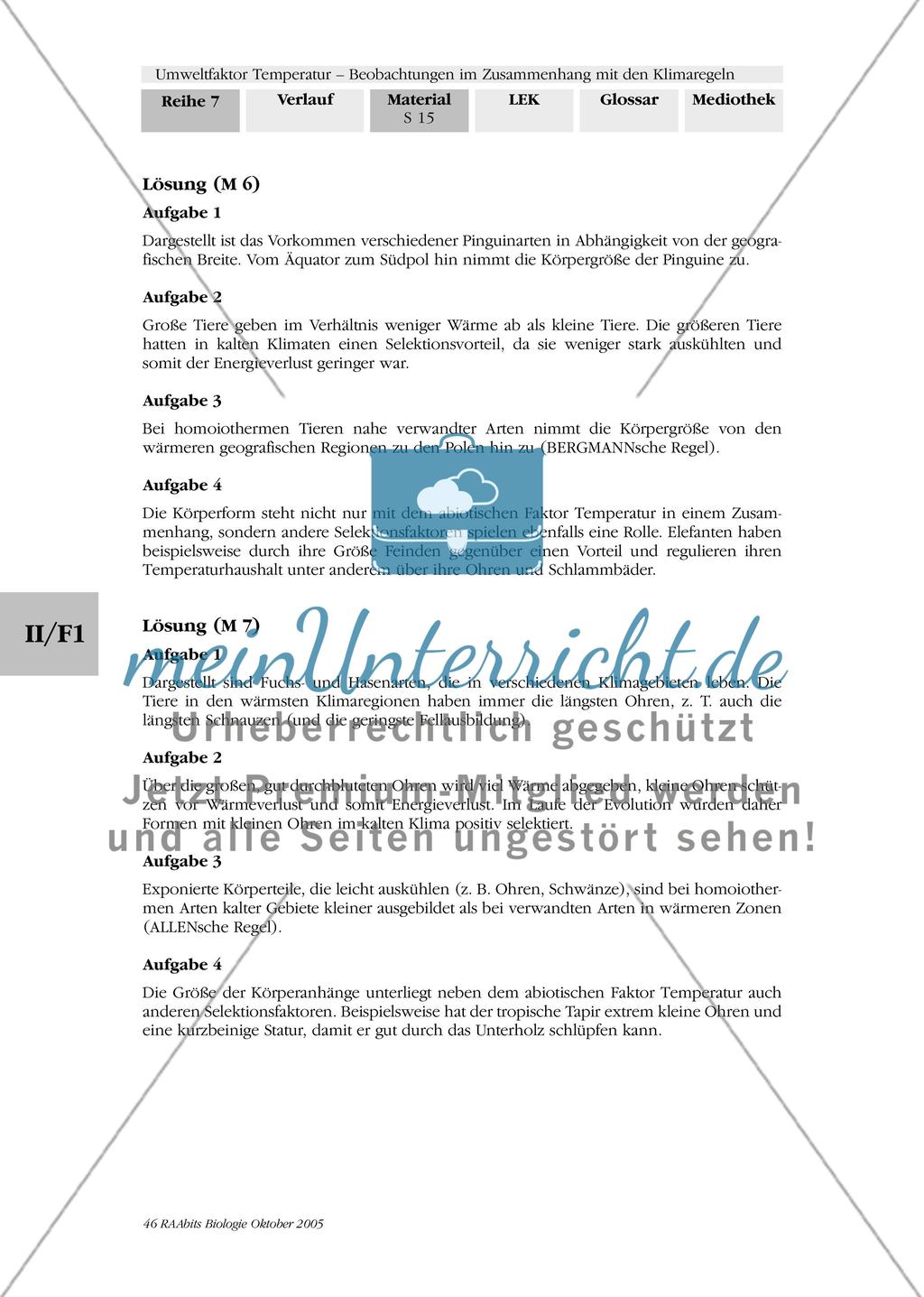 Umweltfaktor Temperatur - Beobachtungen im Zusammenhang mit den Klimaregeln Preview 18