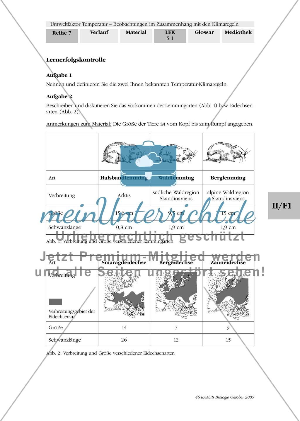 Umweltfaktor Temperatur - Beobachtungen im Zusammenhang mit den Klimaregeln Preview 19