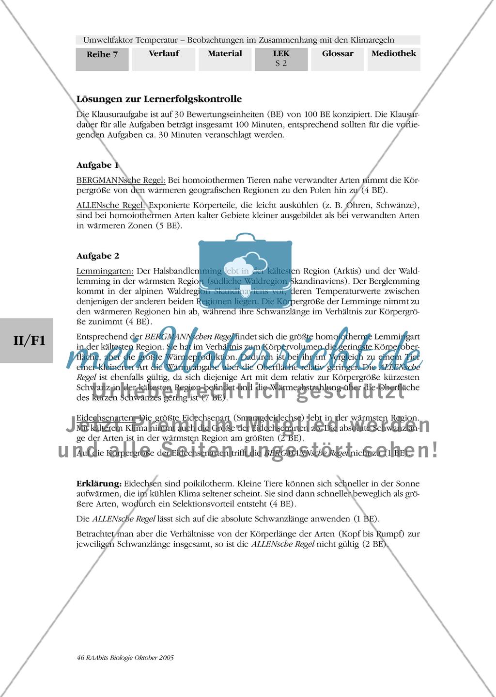 Umweltfaktor Temperatur - Beobachtungen im Zusammenhang mit den Klimaregeln Preview 20
