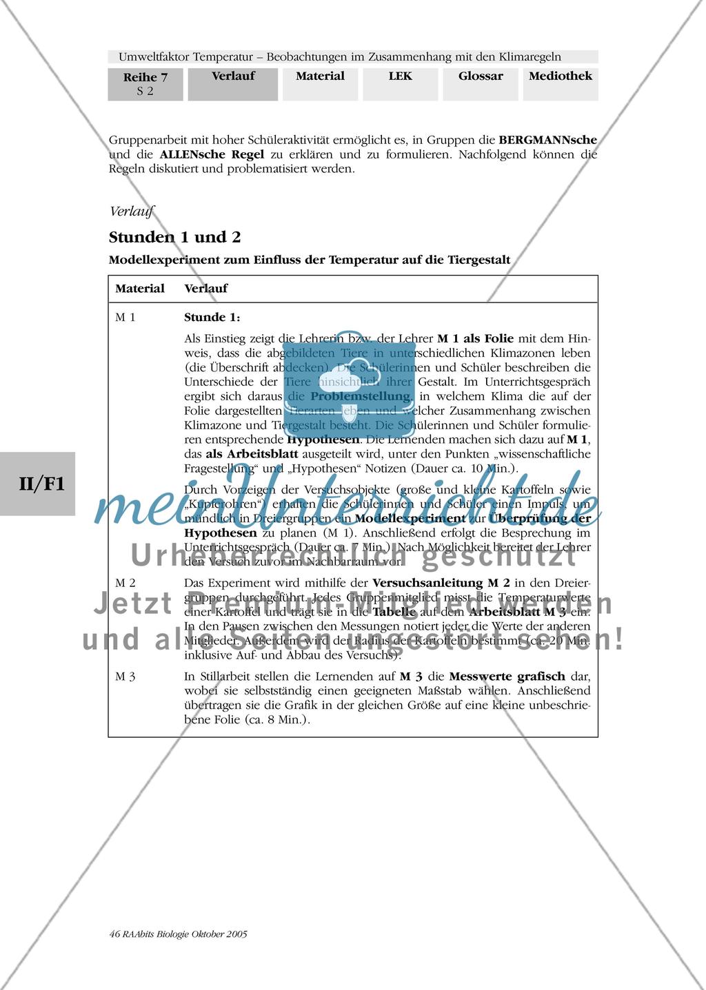 Umweltfaktor Temperatur - Beobachtungen im Zusammenhang mit den Klimaregeln Preview 2