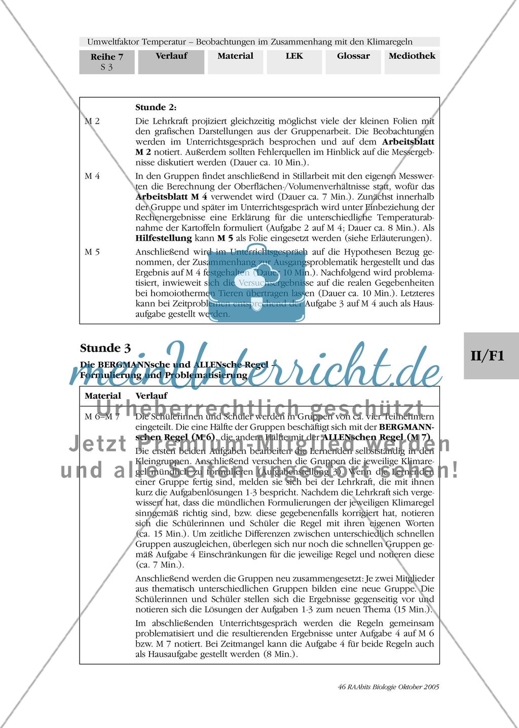 Umweltfaktor Temperatur - Beobachtungen im Zusammenhang mit den Klimaregeln Preview 3