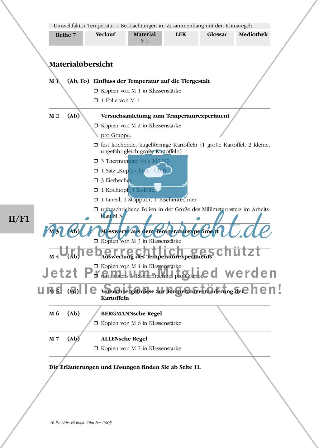 Umweltfaktor Temperatur - Beobachtungen im Zusammenhang mit den Klimaregeln Preview 4